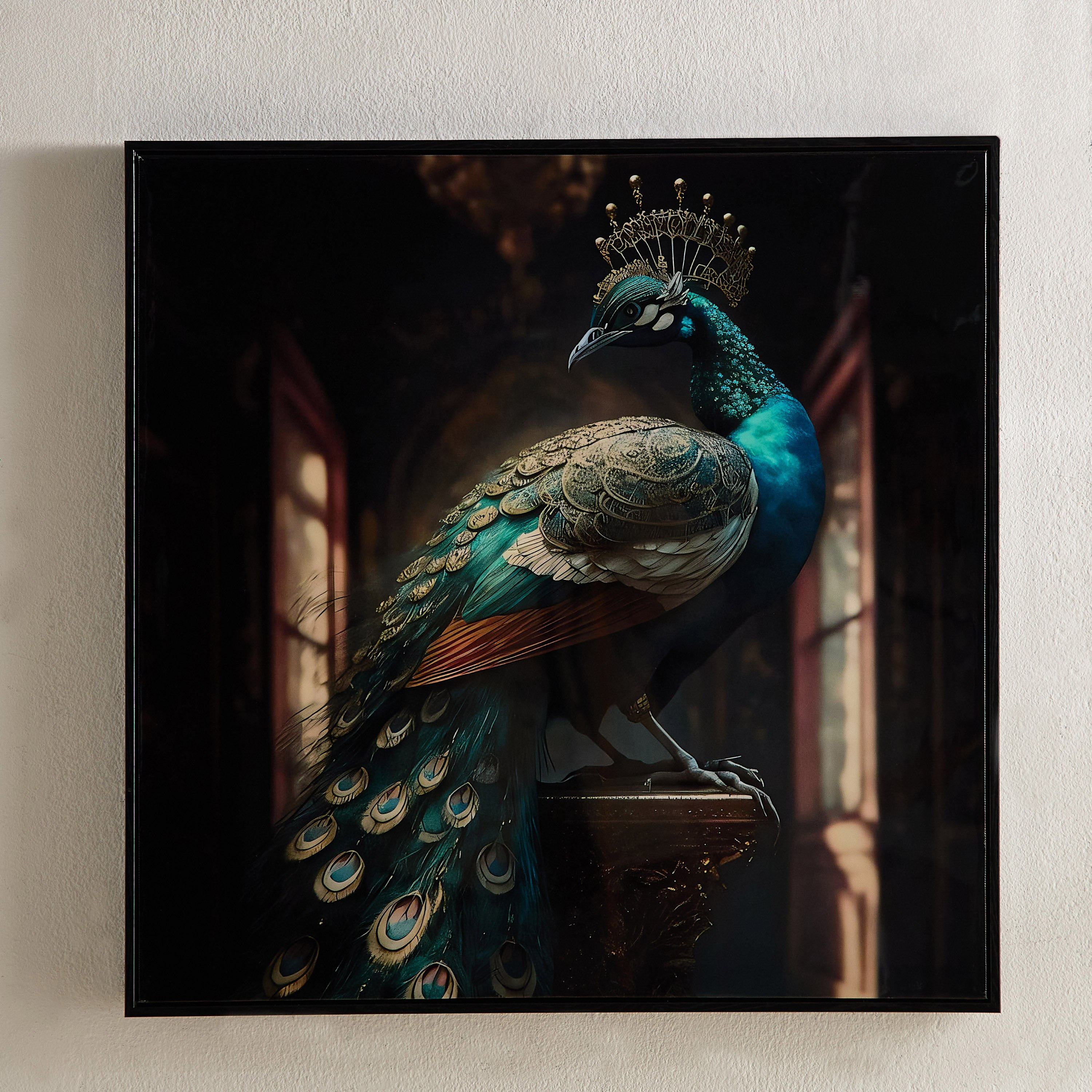 Fossel Peacock Framed Canvas with ABS High Gloss Surface - 60x60x3 cm-hbxhomeware-hbxdecorandfurnishings-image-2