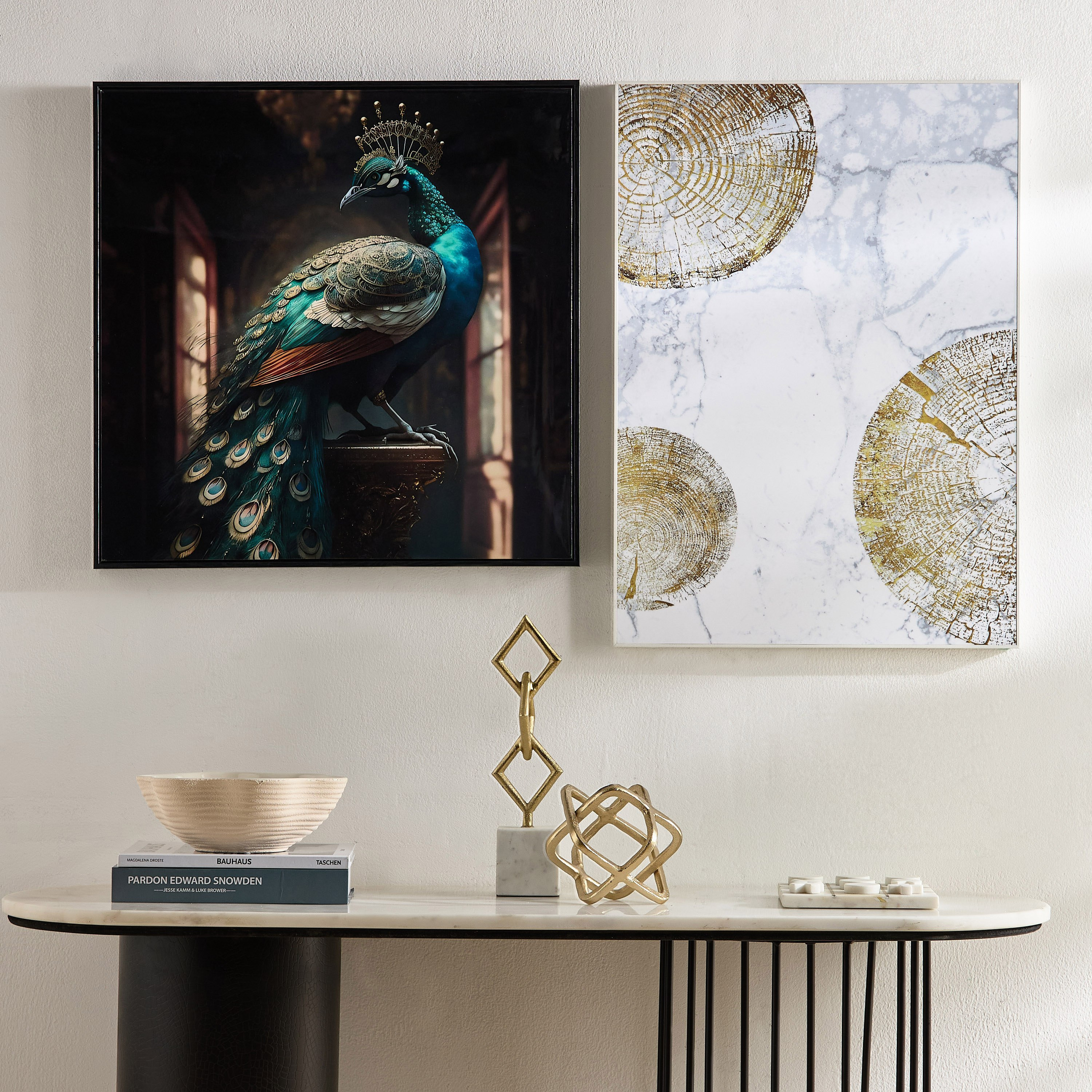 Fossel Peacock Framed Canvas with ABS High Gloss Surface - 60x60x3 cm-hbxhomeware-hbxdecorandfurnishings-image-5