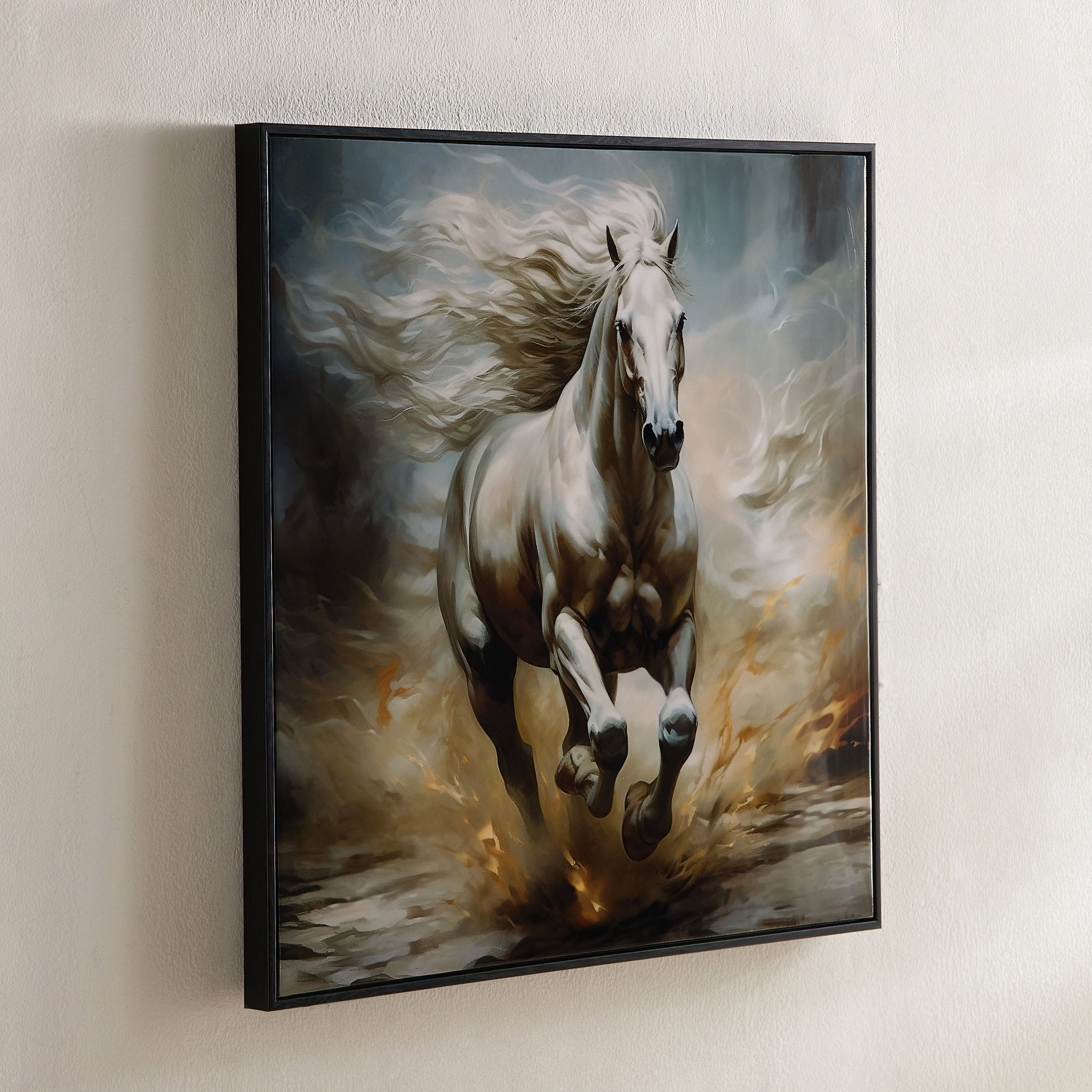 Fossel Running Horse Framed Canvas with ABS High Gloss Surface - 60x60x3 cm-hbxhomeware-hbxdecorandfurnishings-image-1