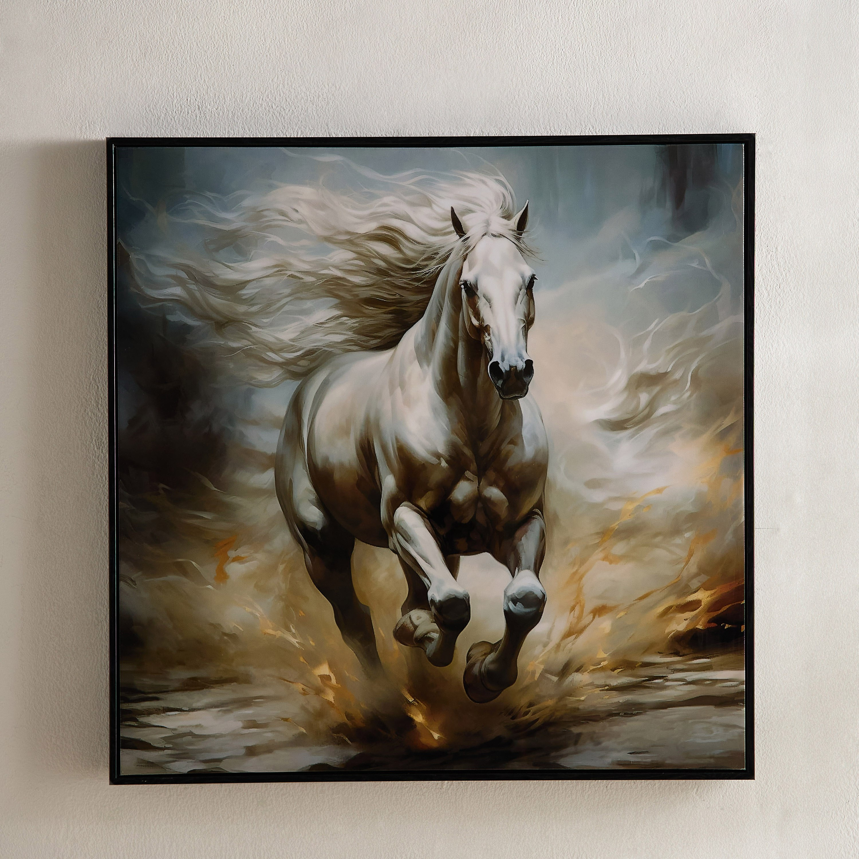 Fossel Running Horse Framed Canvas with ABS High Gloss Surface - 60x60x3 cm-hbxhomeware-hbxdecorandfurnishings-image-2