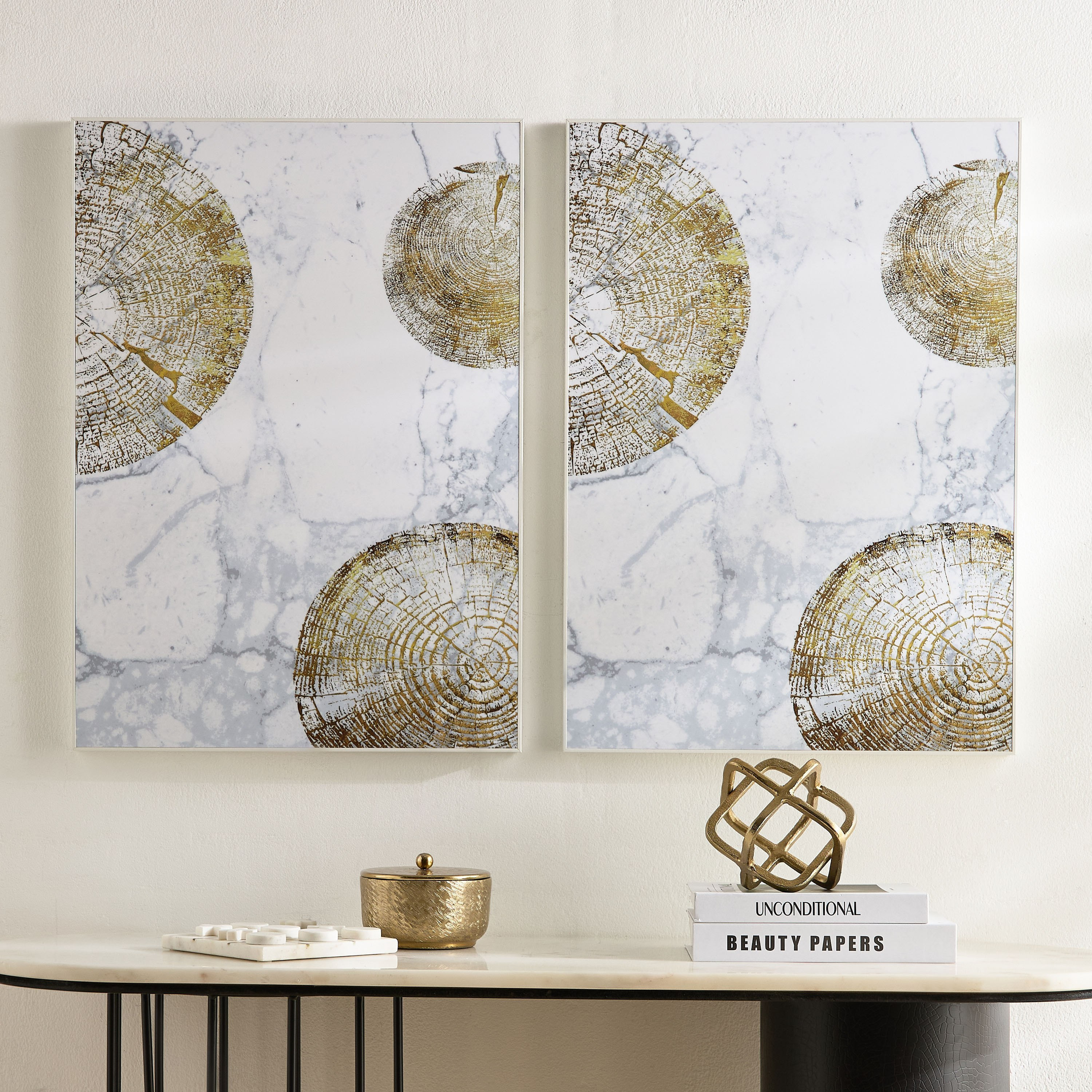 طقم زينة حائط مؤطرة بتصميم تجريدي قطعتين من فوسيل - 50x70x2.5 سم-hbxhomeware-hbxdecorandfurnishings-image-5
