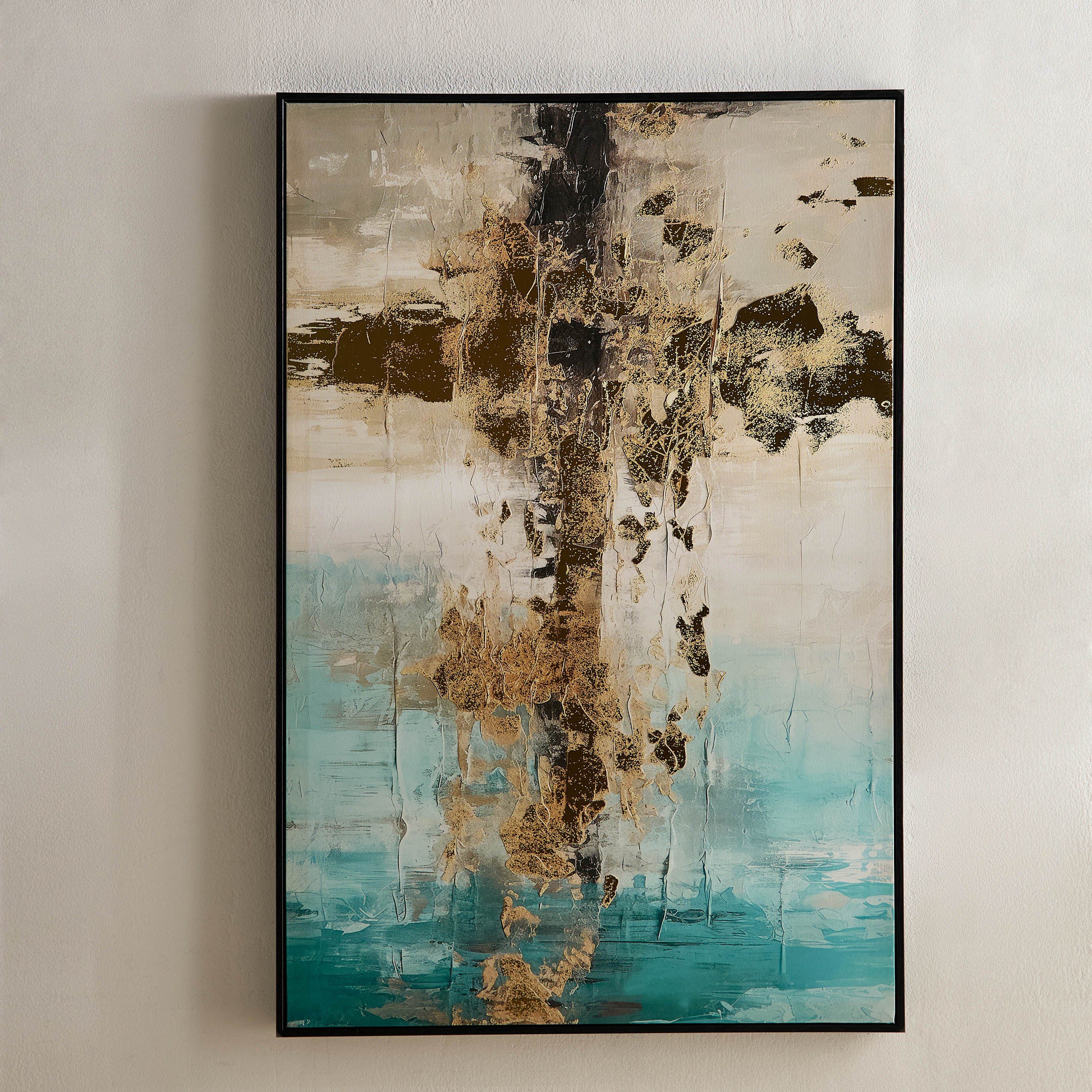 زينة حائط مؤطرة بتصميم تجريدي مودرن ورقائق من فوسيل- 60x90x3 سم-PROMO_HB_AE_B1G1_250925-image-2