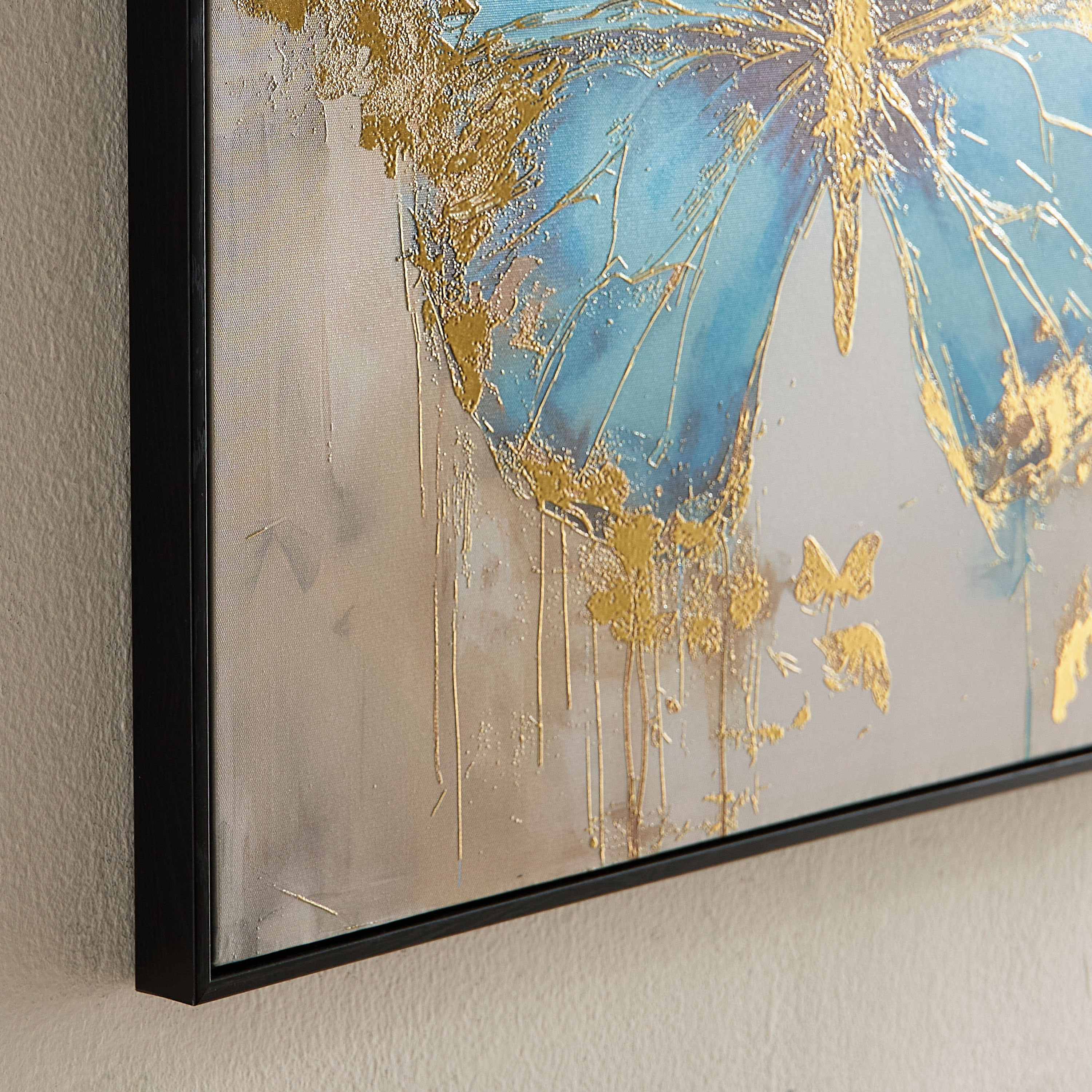 لوحة فراشة مؤطرة على كانفاس مع سطح رقائق معدنية من فوسيل - 60x60x2.5 سم-hbxhomeware-hbxdecorandfurnishings-image-4