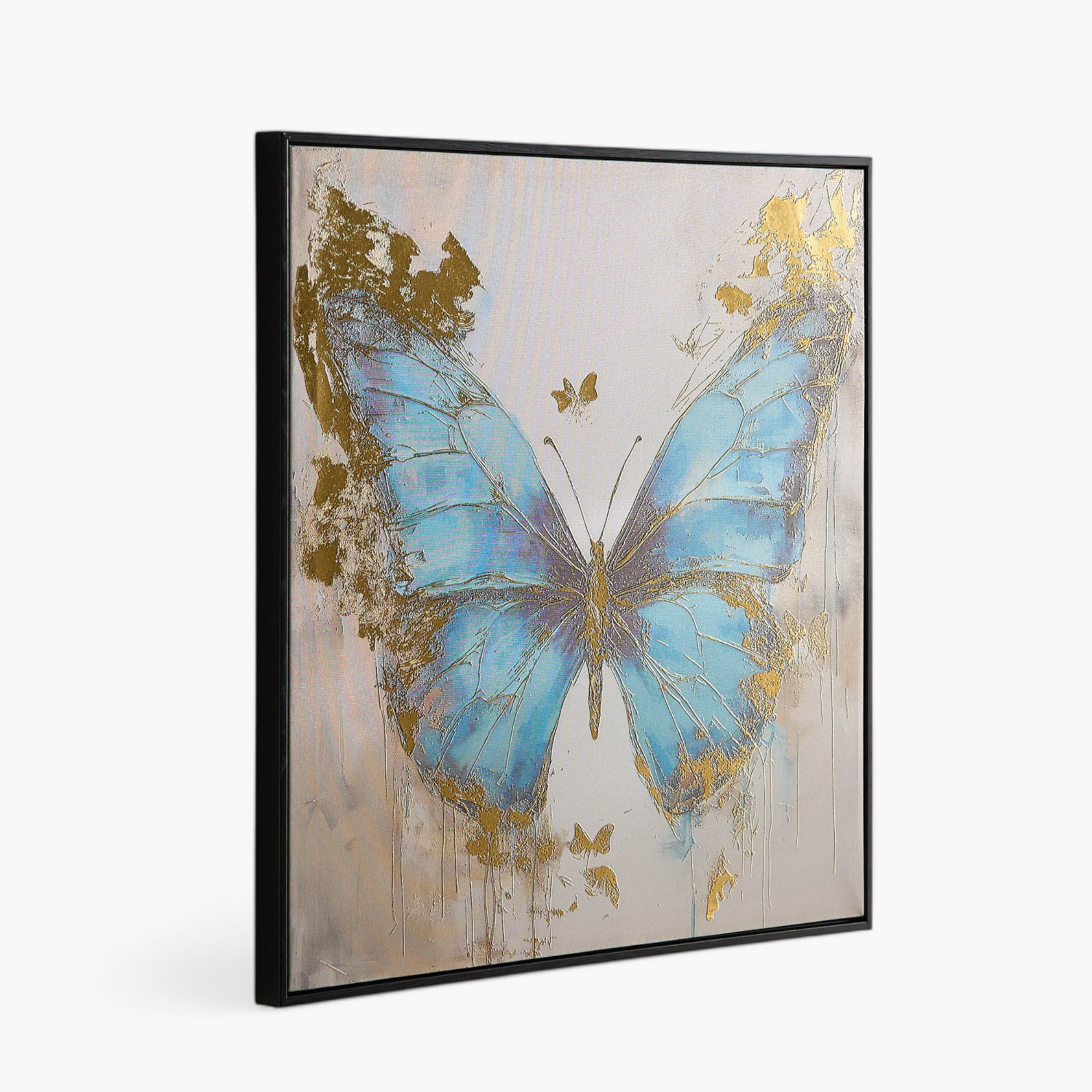 لوحة فراشة مؤطرة على كانفاس مع سطح رقائق معدنية من فوسيل - 60x60x2.5 سم-hbxhomeware-hbxdecorandfurnishings-image-6