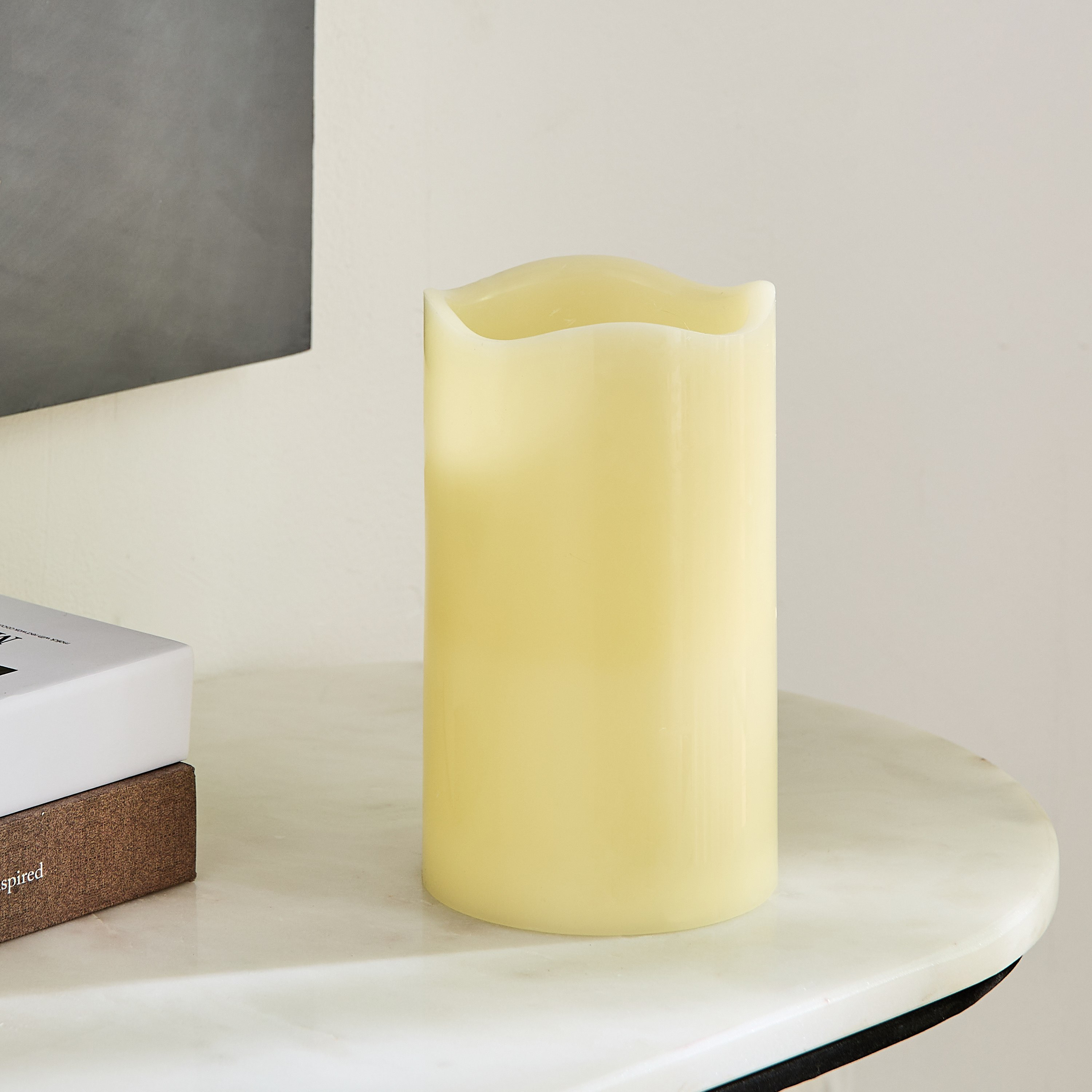 Luna LED Flameless Ivory Wax Candle with Vanilla Scent and Flickering - 12x20 cm-hbxhomeware-hbxdecorandfurnishings-image-2