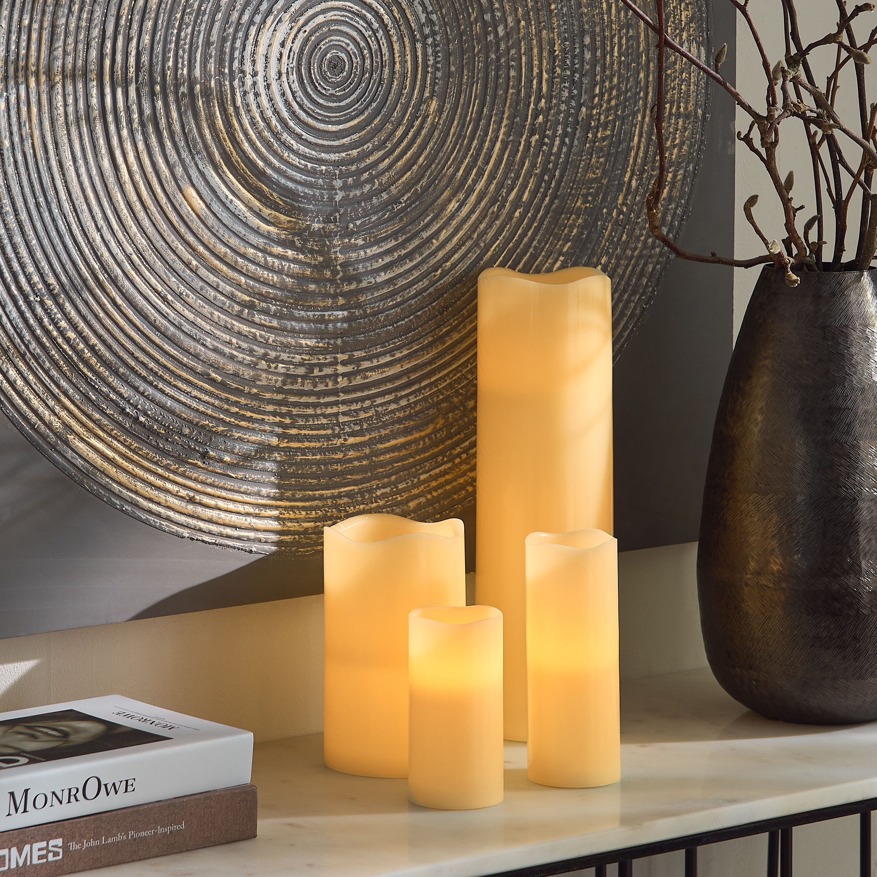 Luna LED Flameless Ivory Wax Candle with Vanilla Scent and Flickering - 12x20 cm-hbxhomeware-hbxdecorandfurnishings-image-5