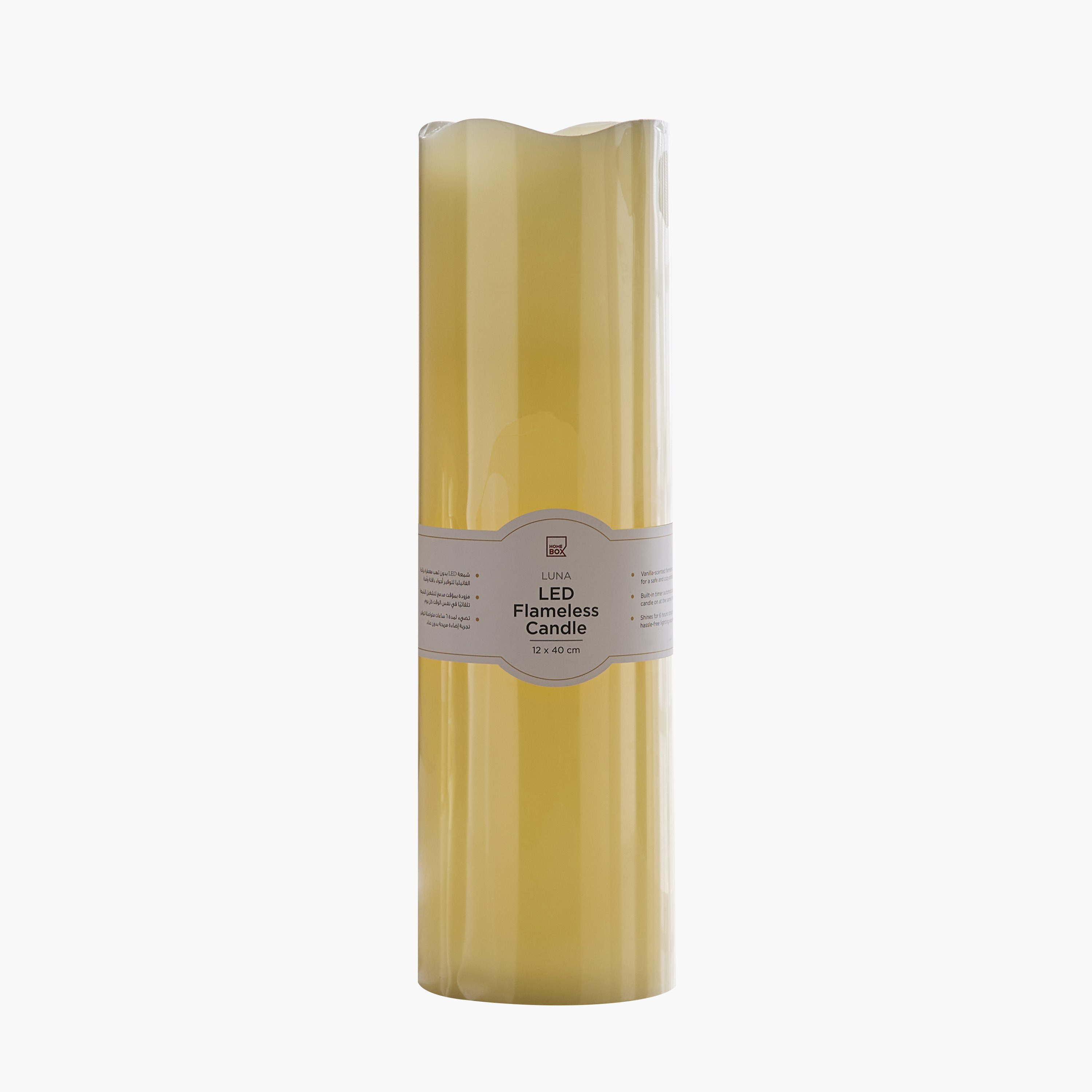 Luna LED Flameless Ivory Wax Candle with Vanilla Scent and Flickering - 12x40 cm-hbxhomeware-hbxdecorandfurnishings-image-3