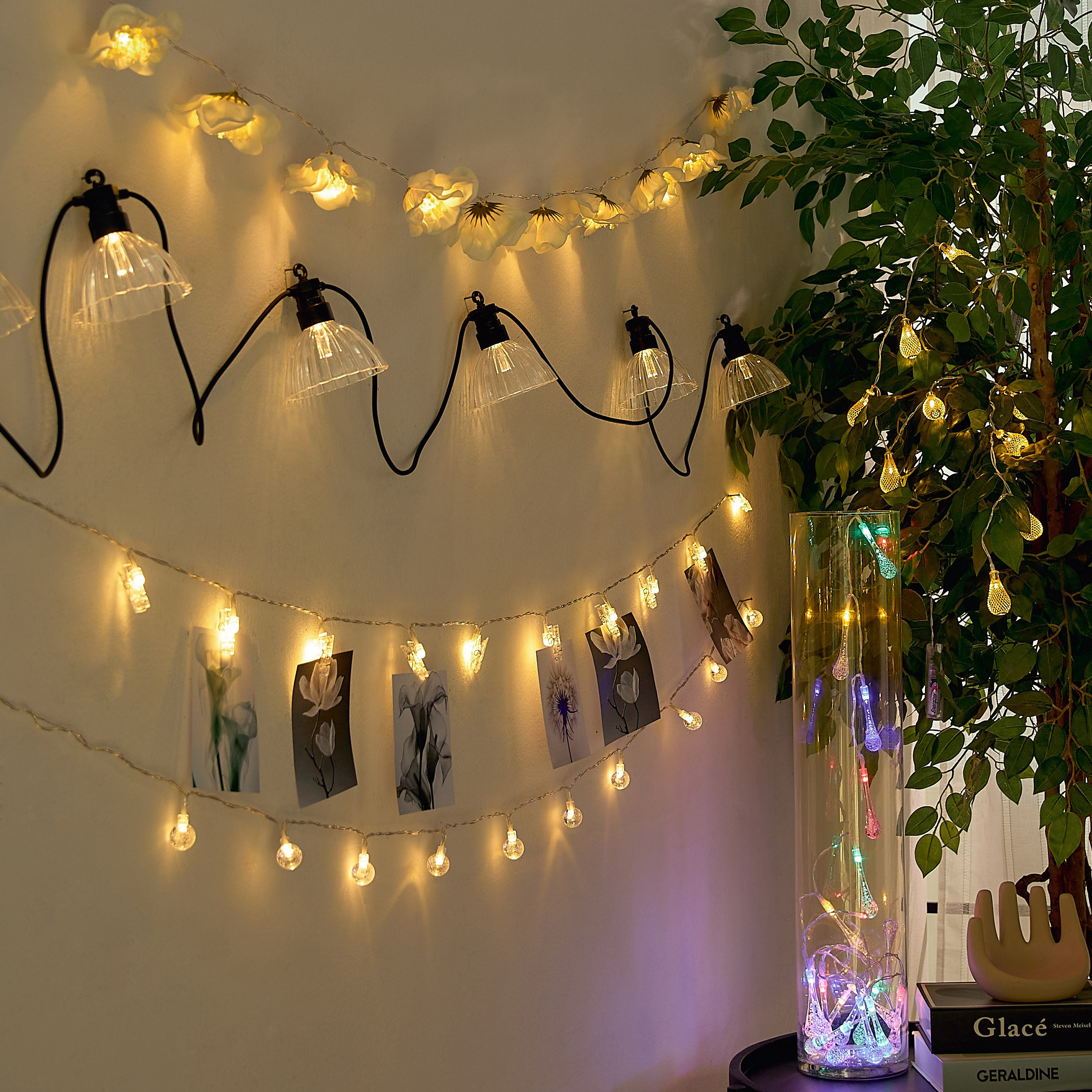 حبل إضاءة بمشابك الصور 10 لمبات إل إي دي أبيض دافئ من لونا-hbxdiningroom-lighting-decorativesandstringlights-image-5