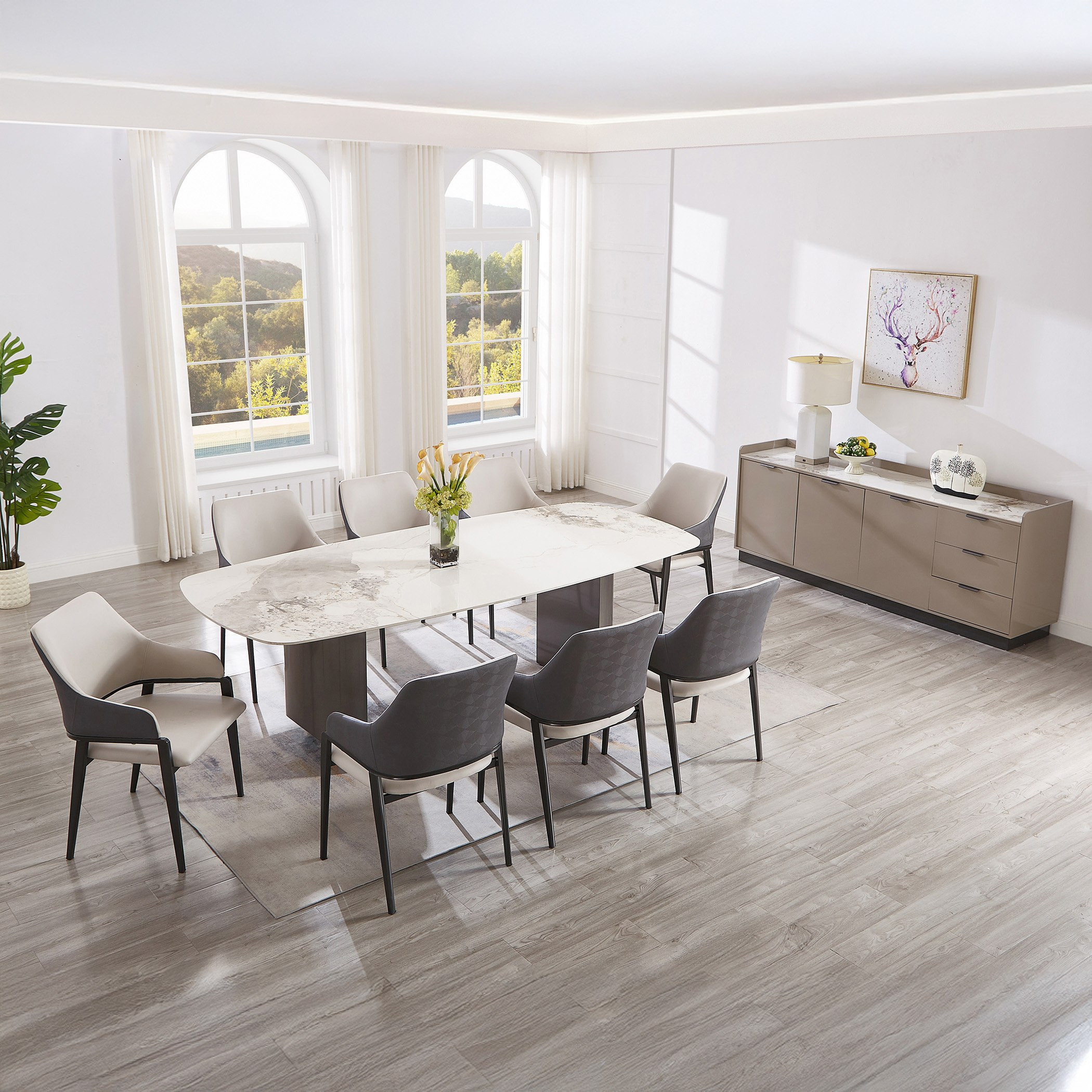 طاولة سفرة 8 مقاعد من الحجر الملبد نكست من لينتون-hbxfurniture-diningtablesandsets-diningsets-eightseater-image-12