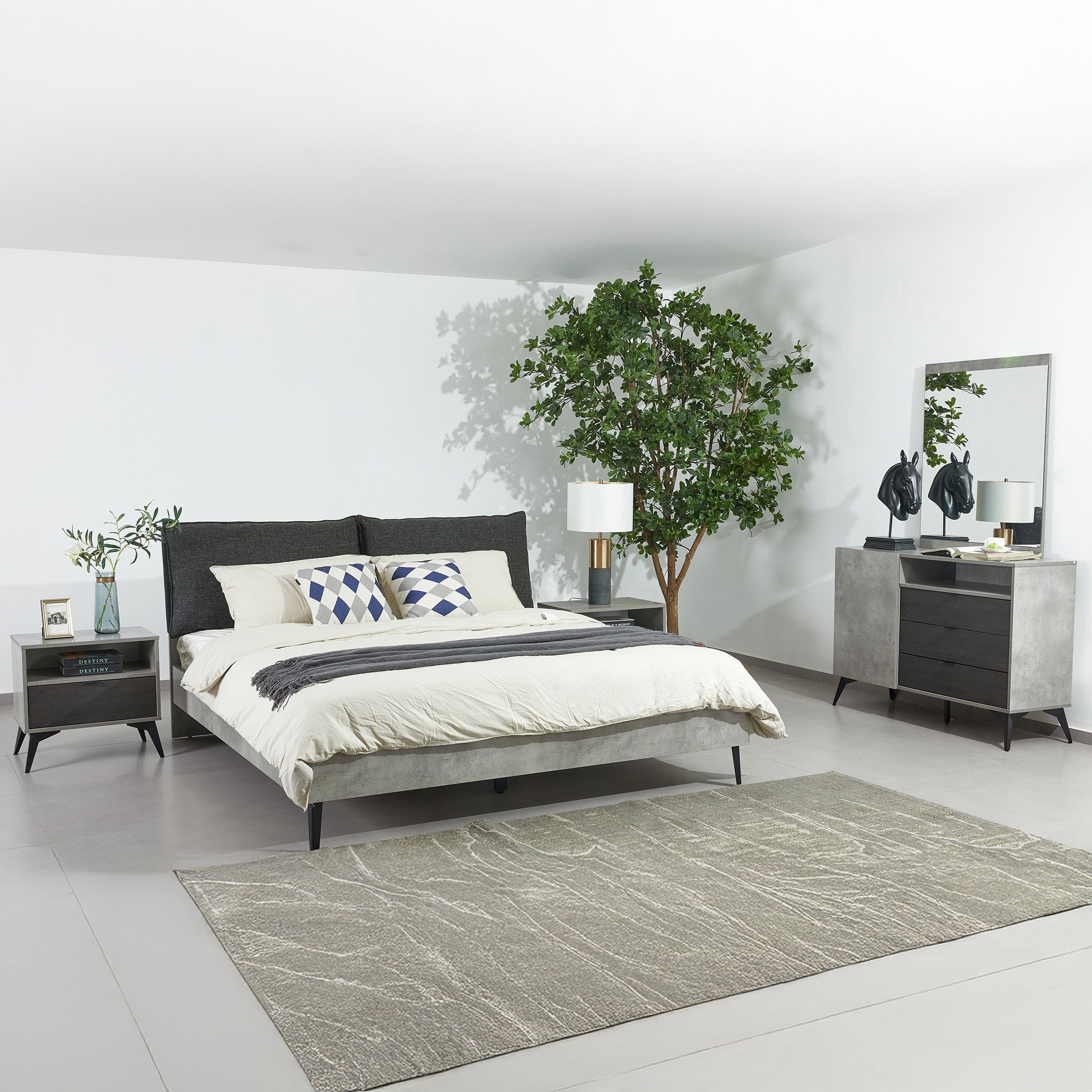 طقم غرفة نوم كوين 5 قطع - لاتفيا من موڤو  - 160x200 سم -hbxfurniture-bedsandbedsets-bedroomsets-queen-image-1