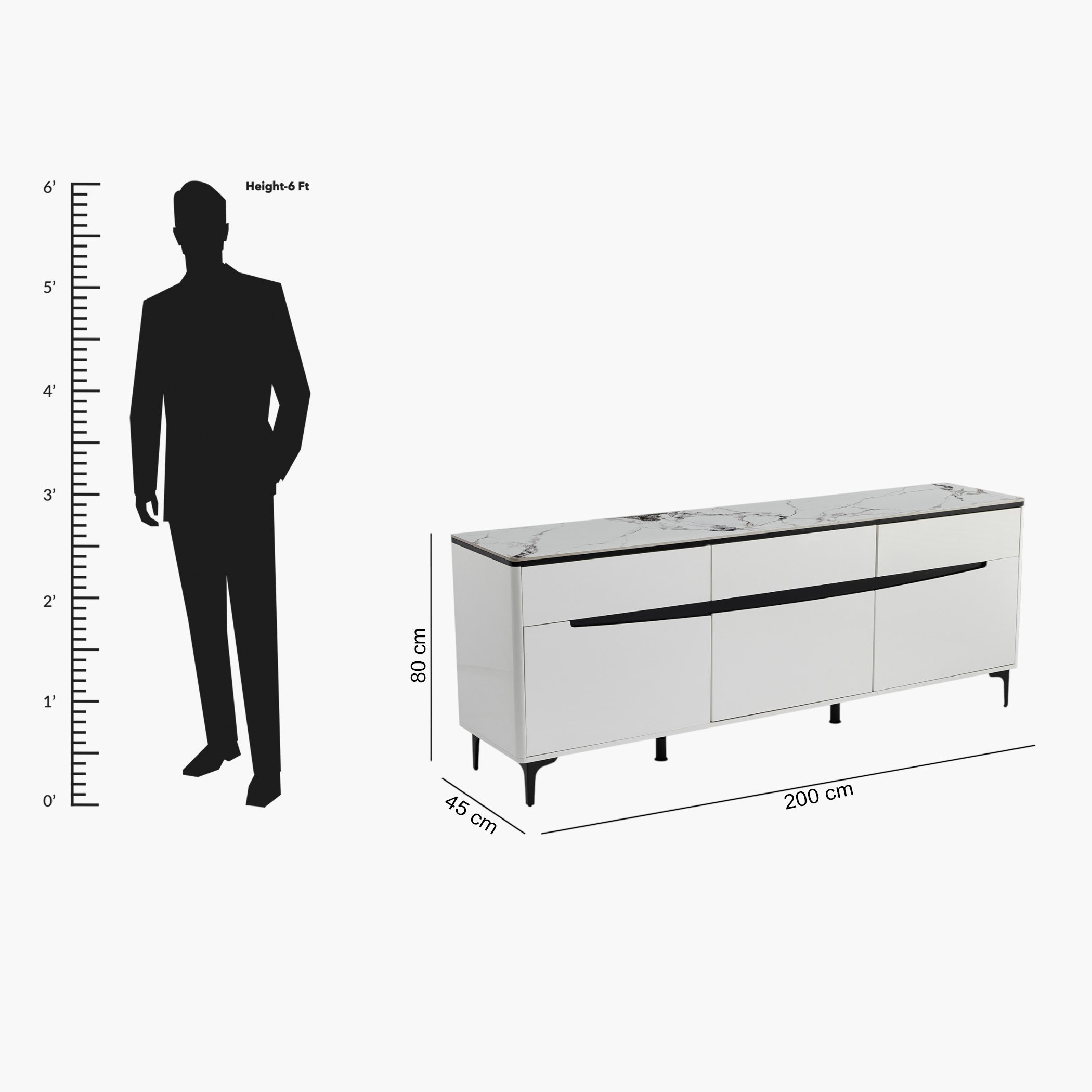 Brendon 2 Meter Large Sintered Stone Top Sideboard with 3 Doors and 3 Drawers-hbxfurniture-diningroom-buffetsandsideboards-image-9