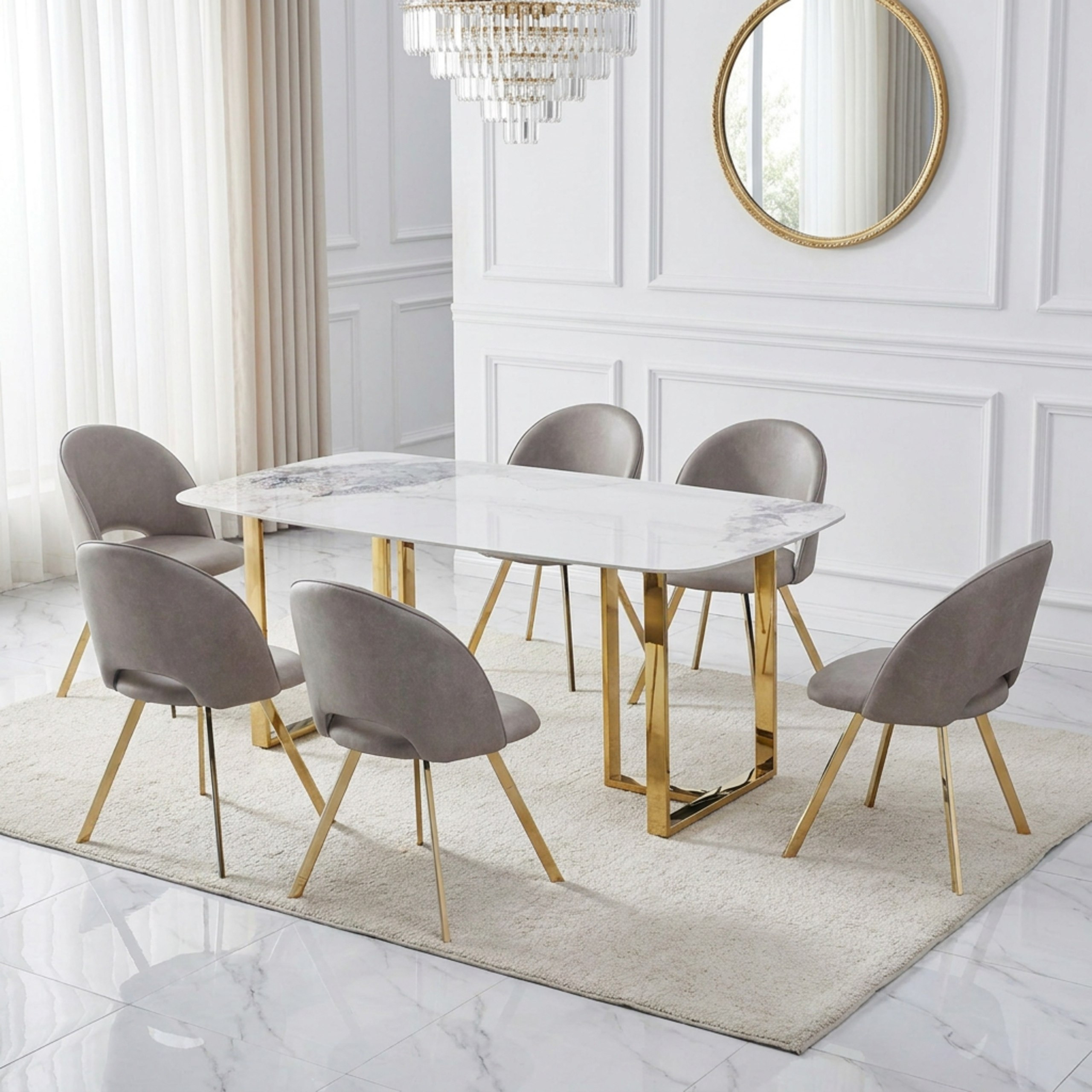 Pearl 6-Seater Sintered Stone Dining Set-hbxfurniture-diningtablesandsets-diningsets-sixseater-image-1
