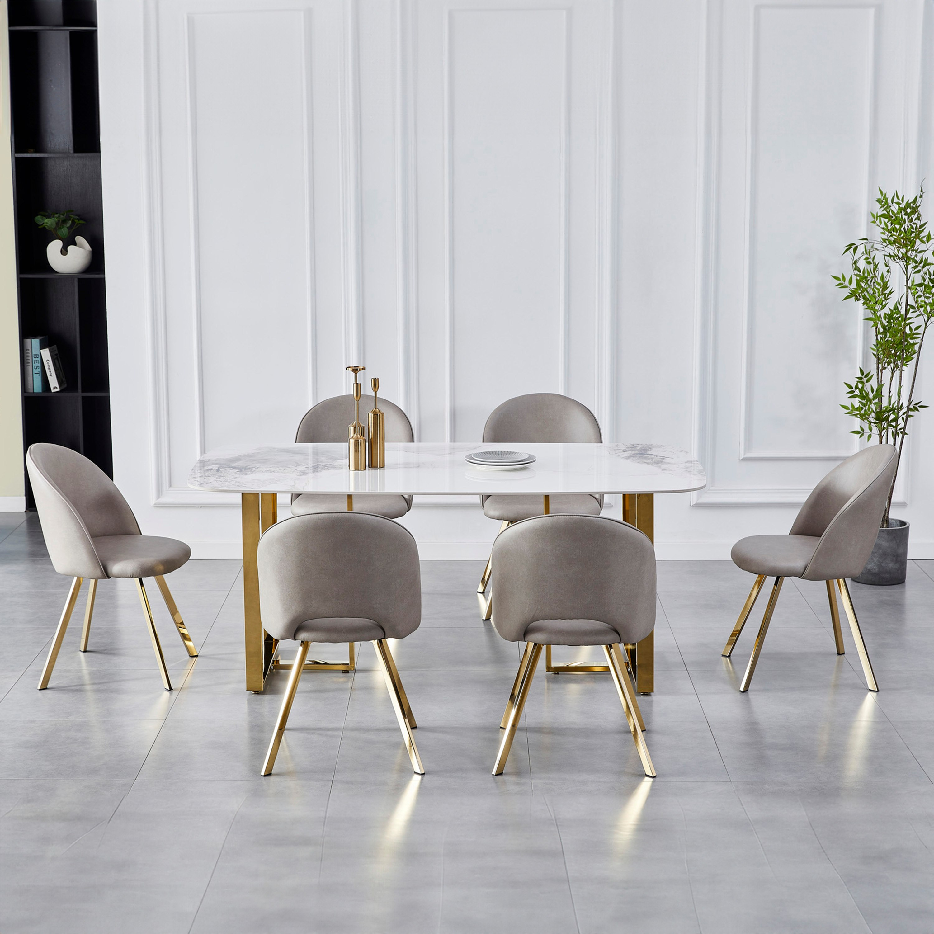 Pearl 6-Seater Sintered Stone Dining Set-hbxfurniture-diningtablesandsets-diningsets-sixseater-image-2