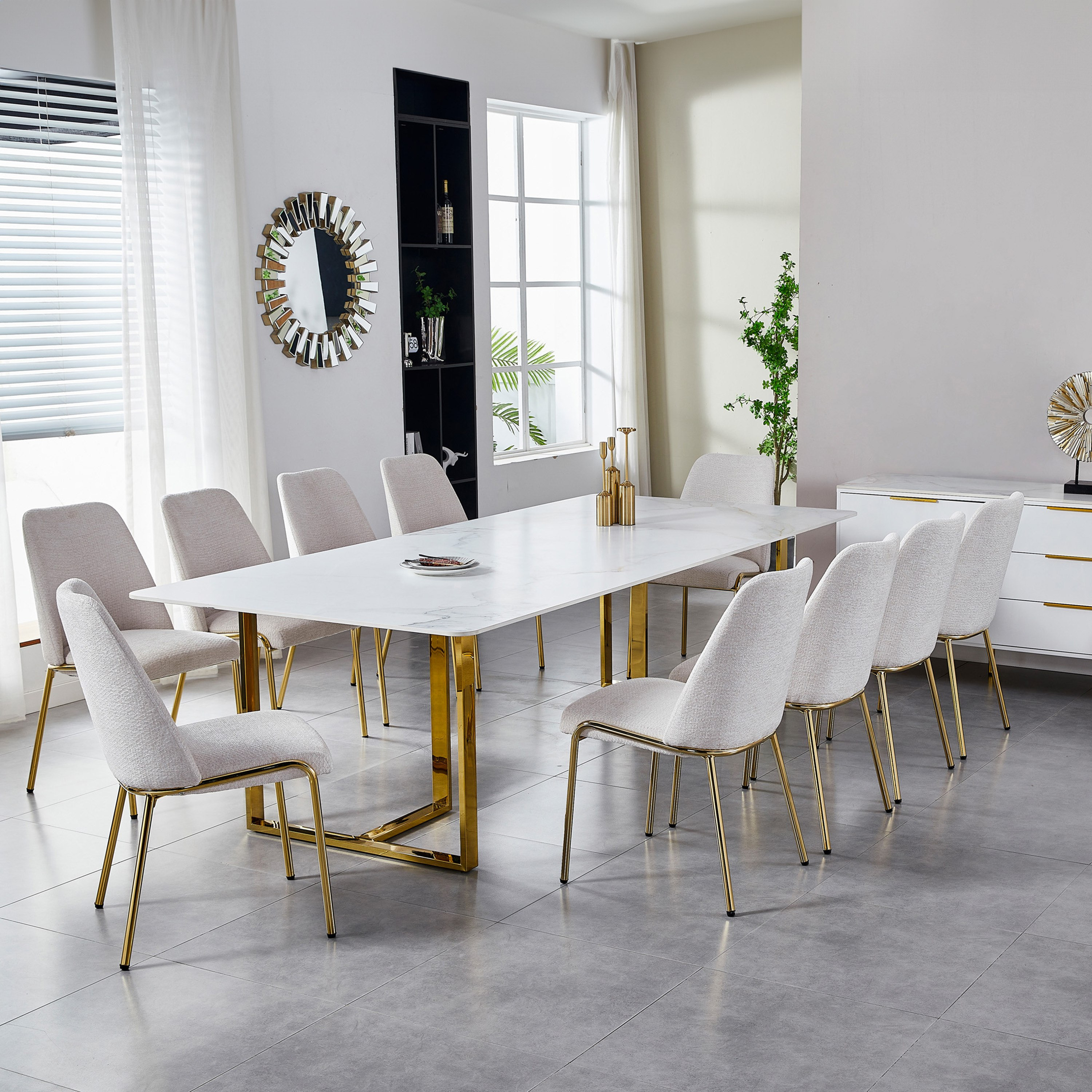 Pearl Crown 10-Seater Sintered Stone Dining Set-hbxfurniture-diningroom-diningsets-tenseater-image-1