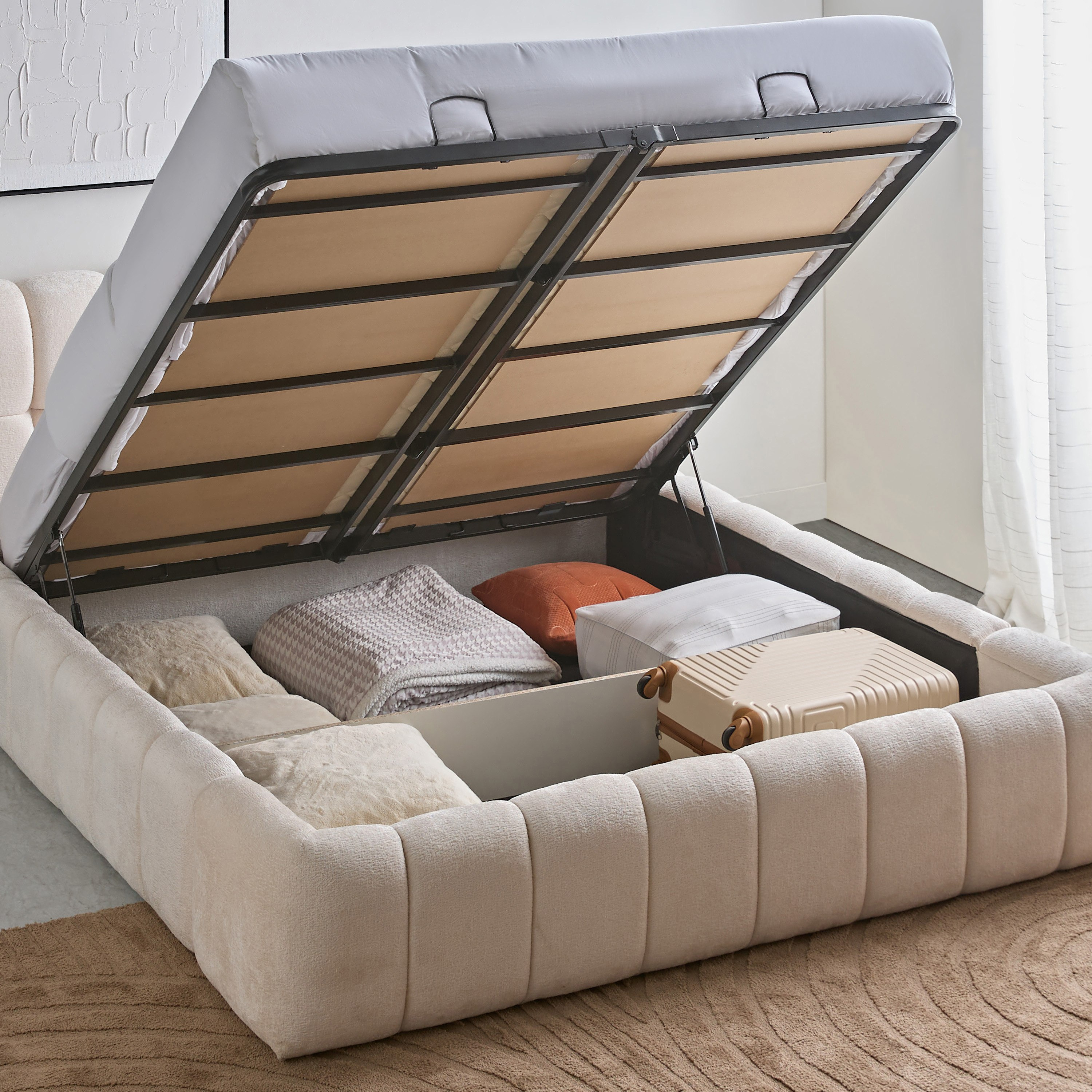 Movo Arcadia Hydraulic Storage Upholstered Super King Bed - 200x200 cm-hbxbedroom-bedsandbedsets-beds-superking-image-5