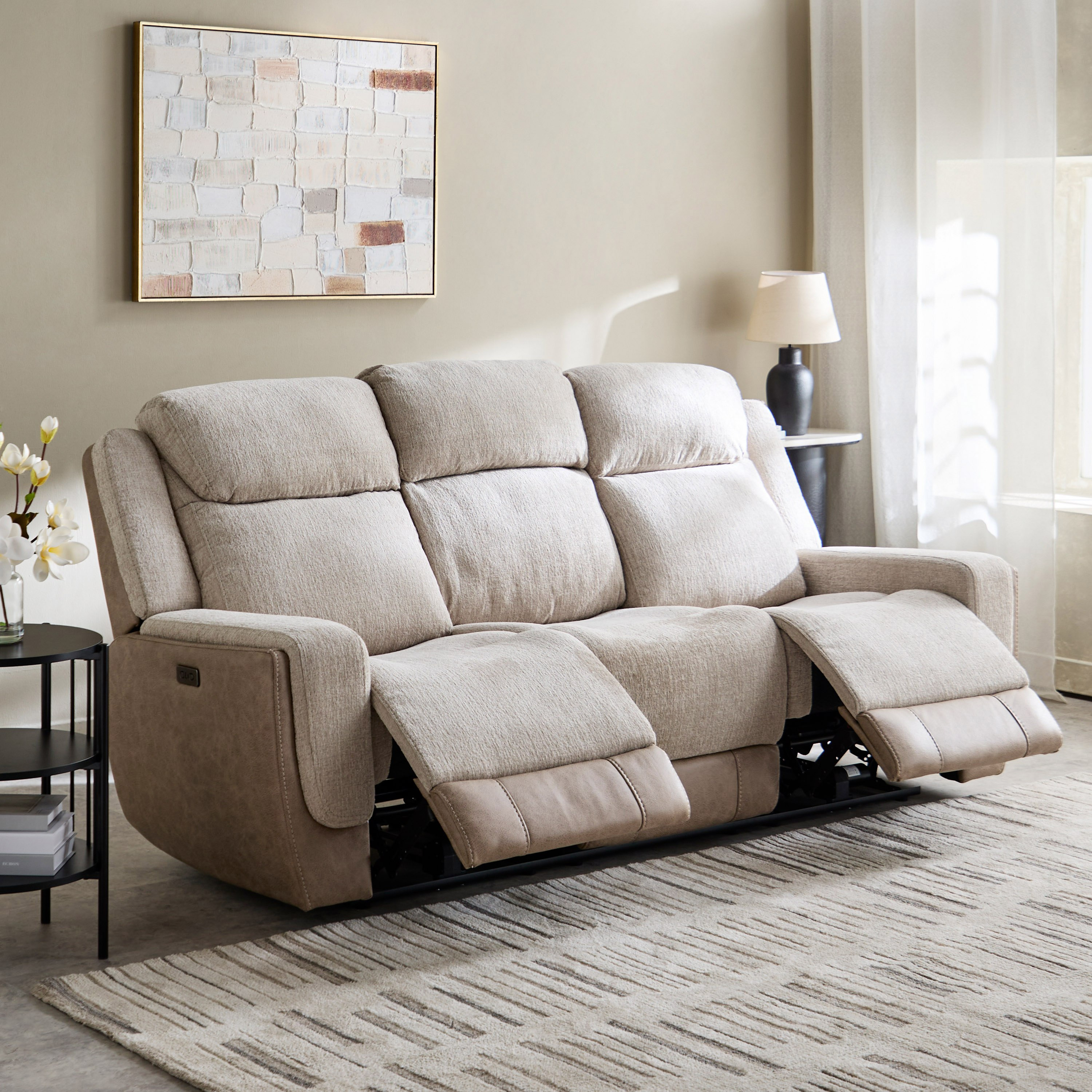 Onyx Electric 3-Seater Dropdown Table Fabric Recliner with Wireless C-Type Charging and 2 Cupholders-hbxlivingroom-sofasandarmchairs-sofas-image-2