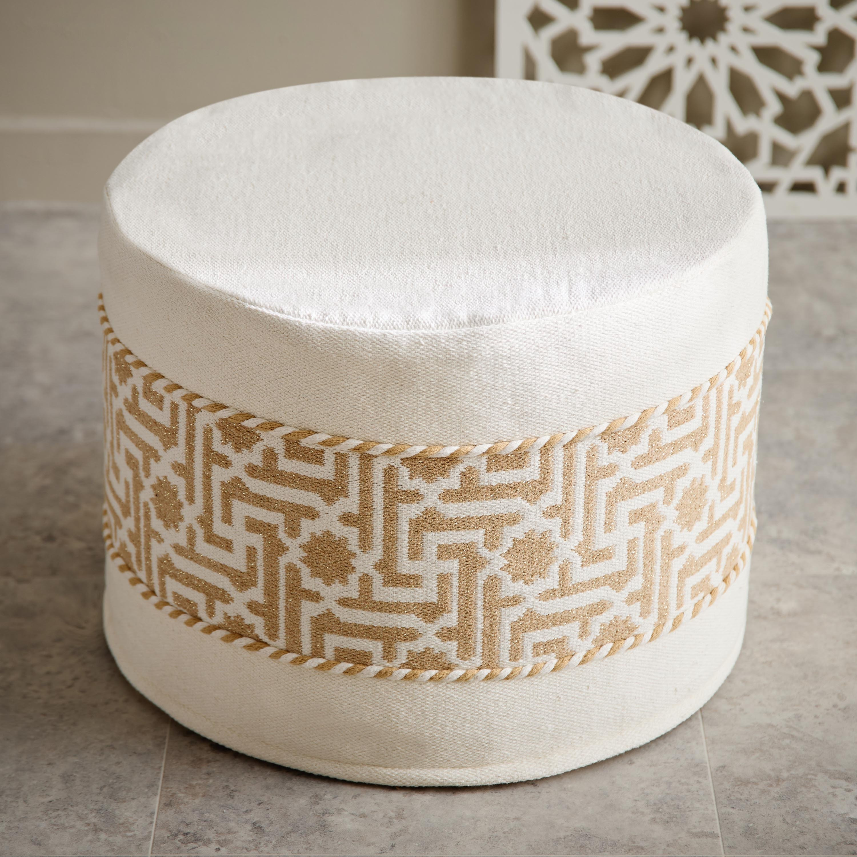 Skyline Mirage Cotton Jacquard Pouf - 50x50x35 cm-hbxhomeware-hbxbedroom-image-2