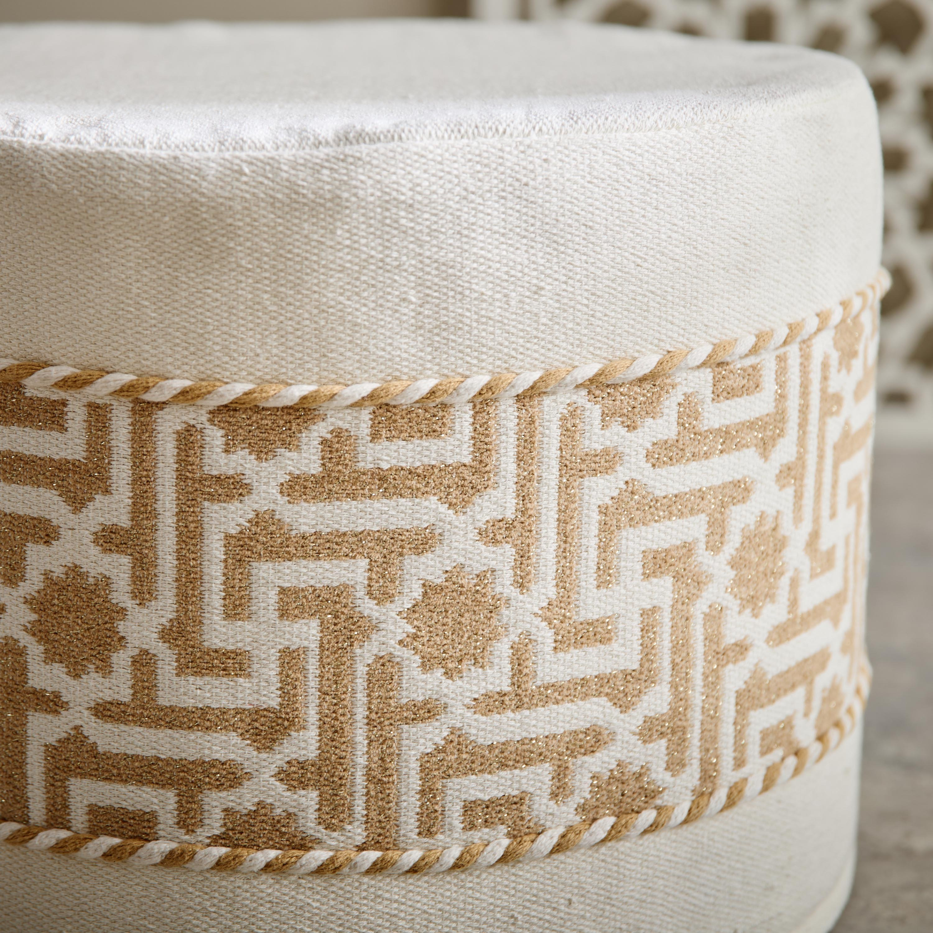 Skyline Mirage Cotton Jacquard Pouf - 50x50x35 cm-hbxhomeware-hbxbedroom-image-3