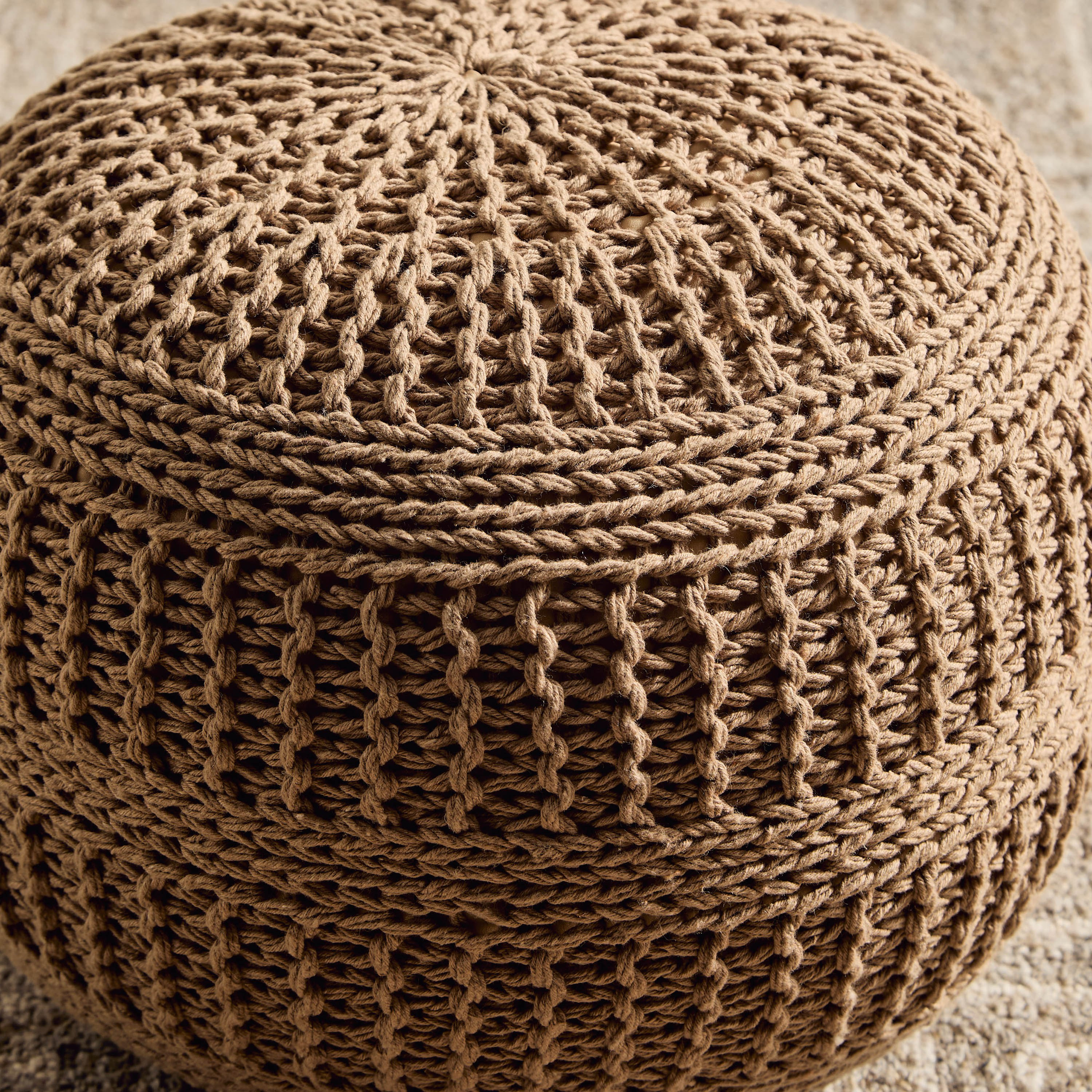 Essential Cable Knitted Pouf - 50x50x35 cm-hbxhomeware-hbxbedroom-image-2