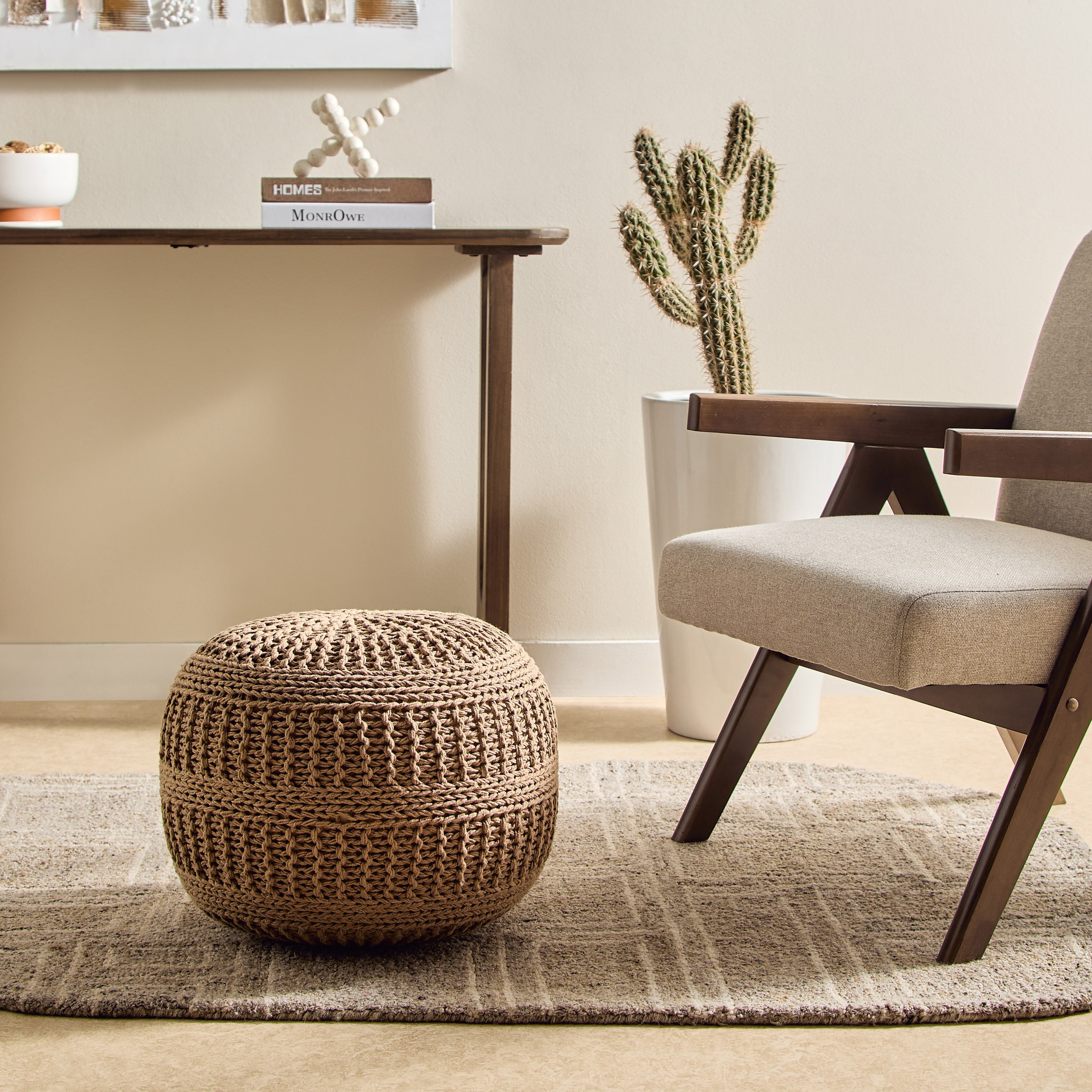Essential Cable Knitted Pouf - 50x50x35 cm-hbxhomeware-hbxbedroom-image-3