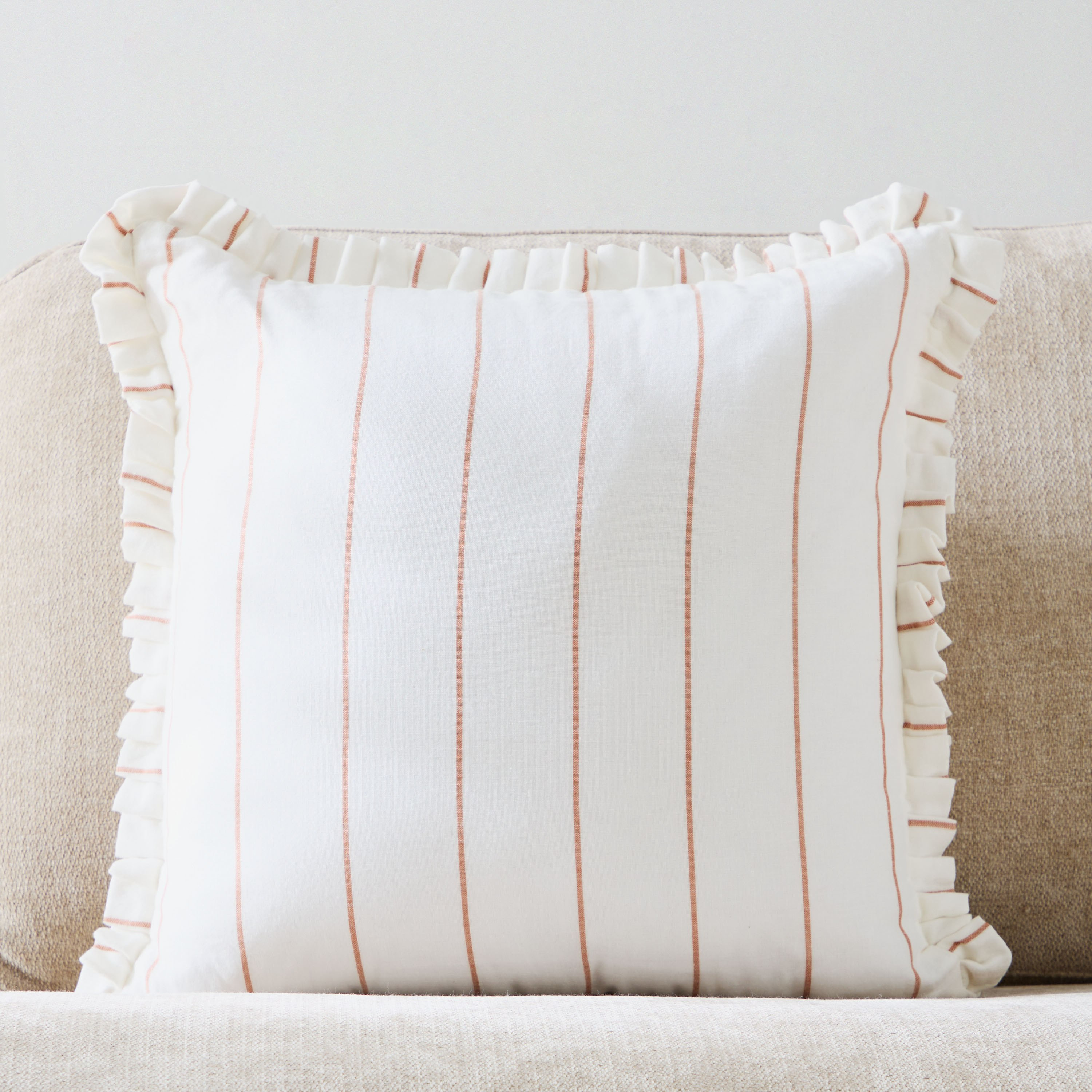 Warm Oasis Terra Stripe Scallop Edges Filled Cushion - 50x50 cm-hbxhomeware-hbxbedroom-image-1