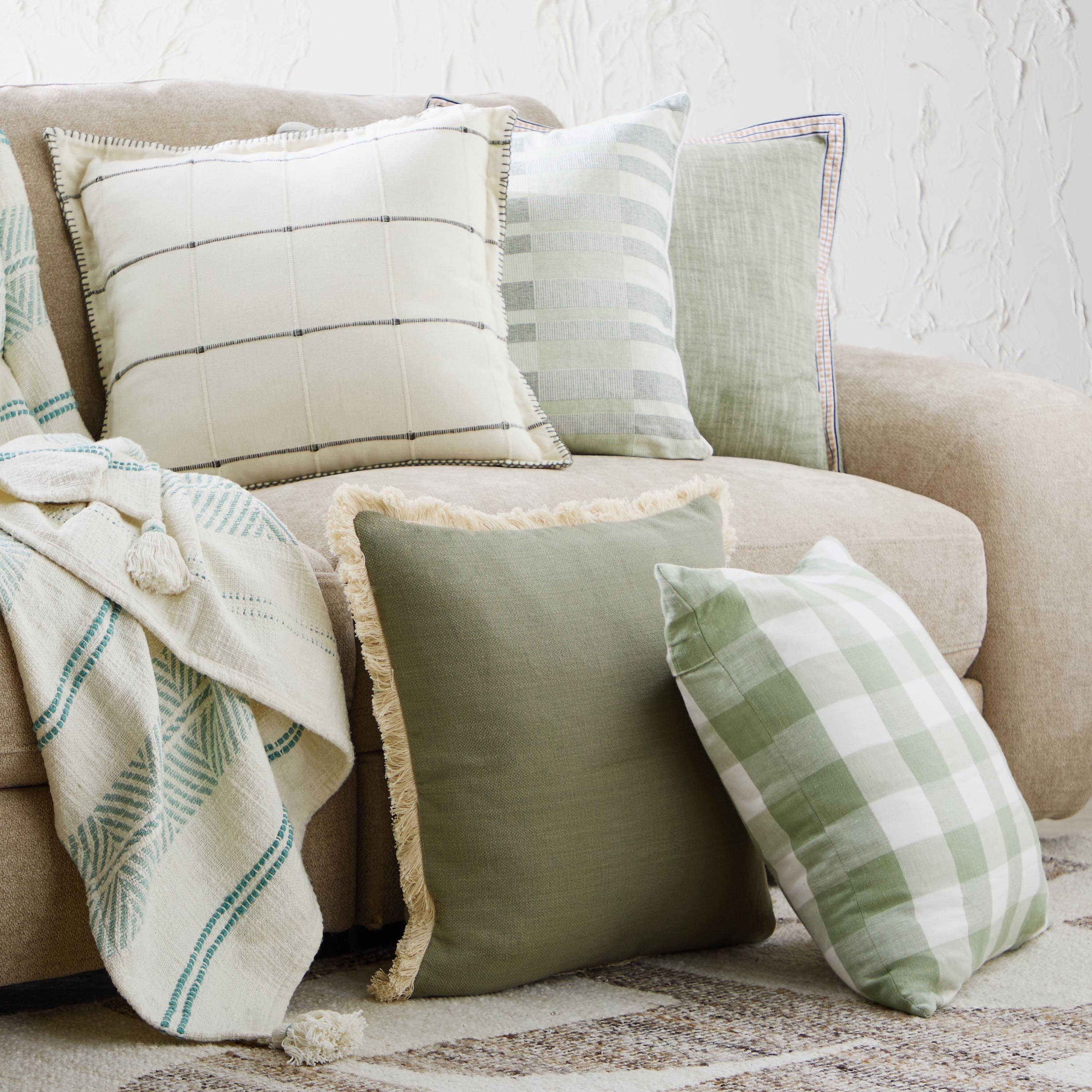 Green Artist Verde Yarn Dyed Check Filled Cushion - 50x50 cm-hbxhomeware-hbxbedroom-image-4