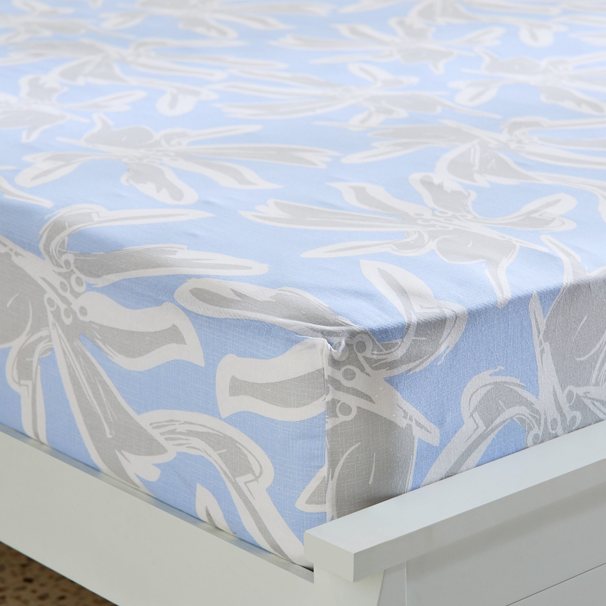 Malta Evelyn Printed Cotton Super King Fitted Sheet - 200x200+33 cm-hbxhomeware-bedding-fittedsheets-image-1