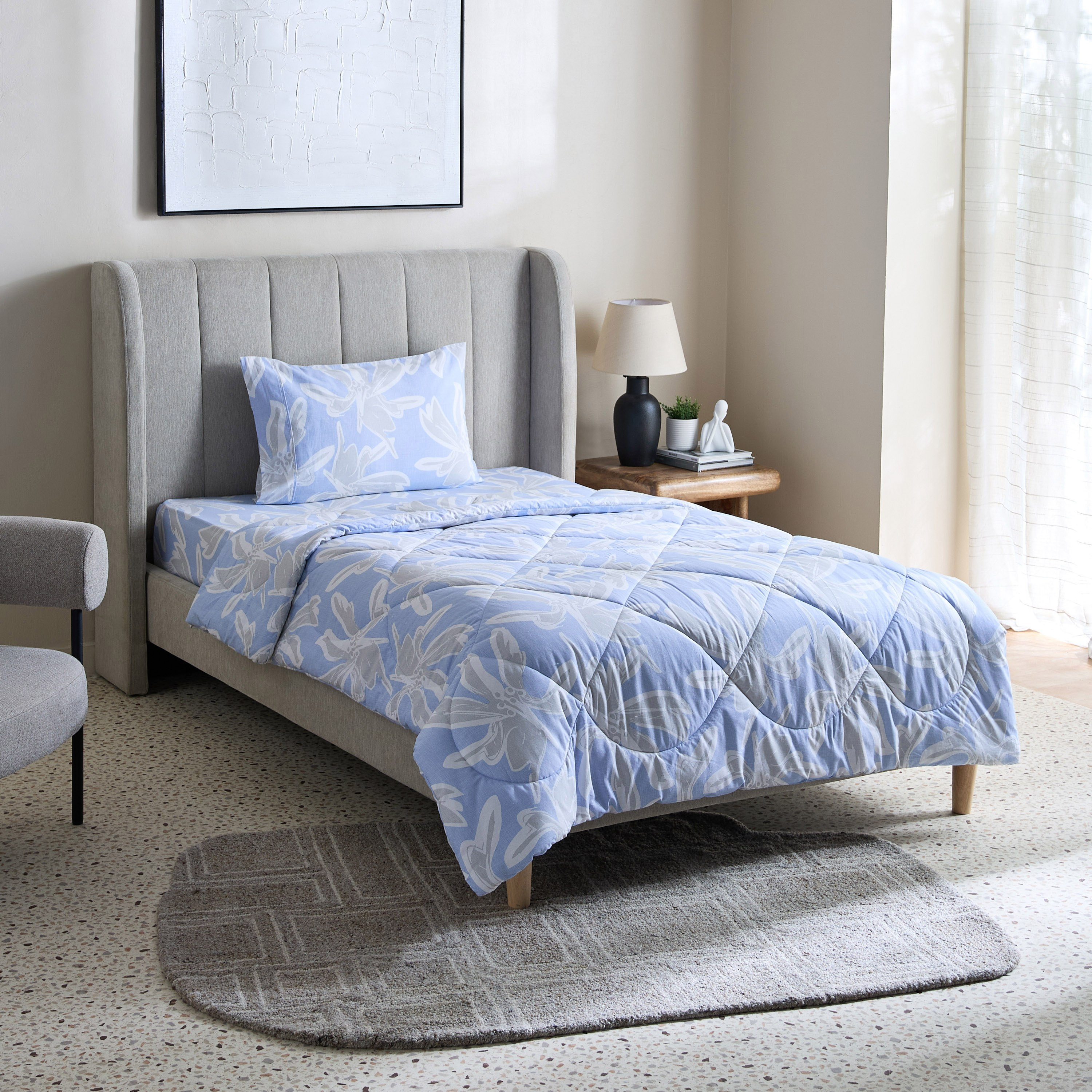 طقم لحاف فردي بطبعات قطن من قطعتين - مالطا إيفلين - 135×220 سم-hbxhomeware-hbxdecorandfurnishings-image-2