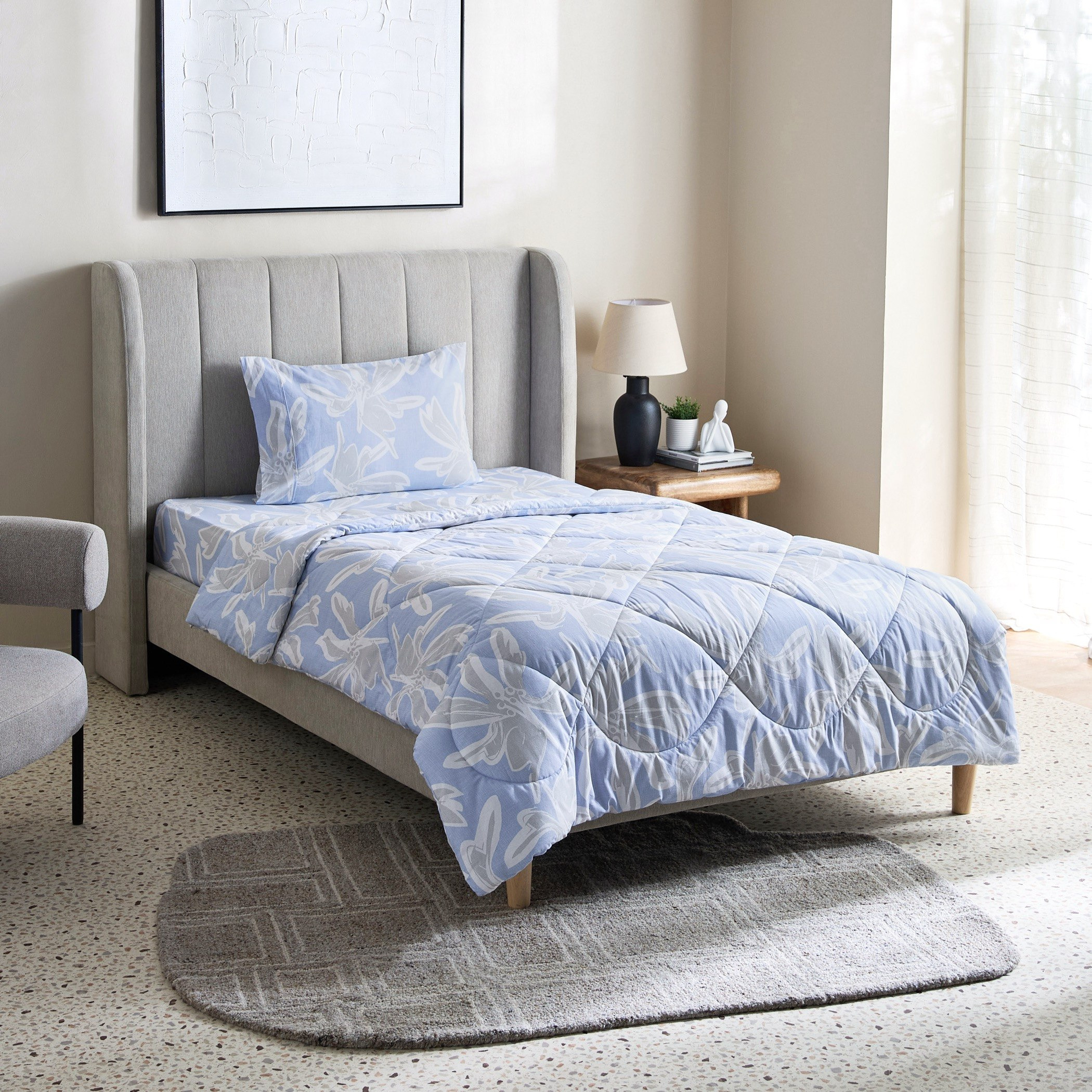 طقم غطاء لحاف قطن فردي بطبعات قطعتين إيفلين من مالتا - 135x200 سم-hbxhomeware-hbxdecorandfurnishings-image-2