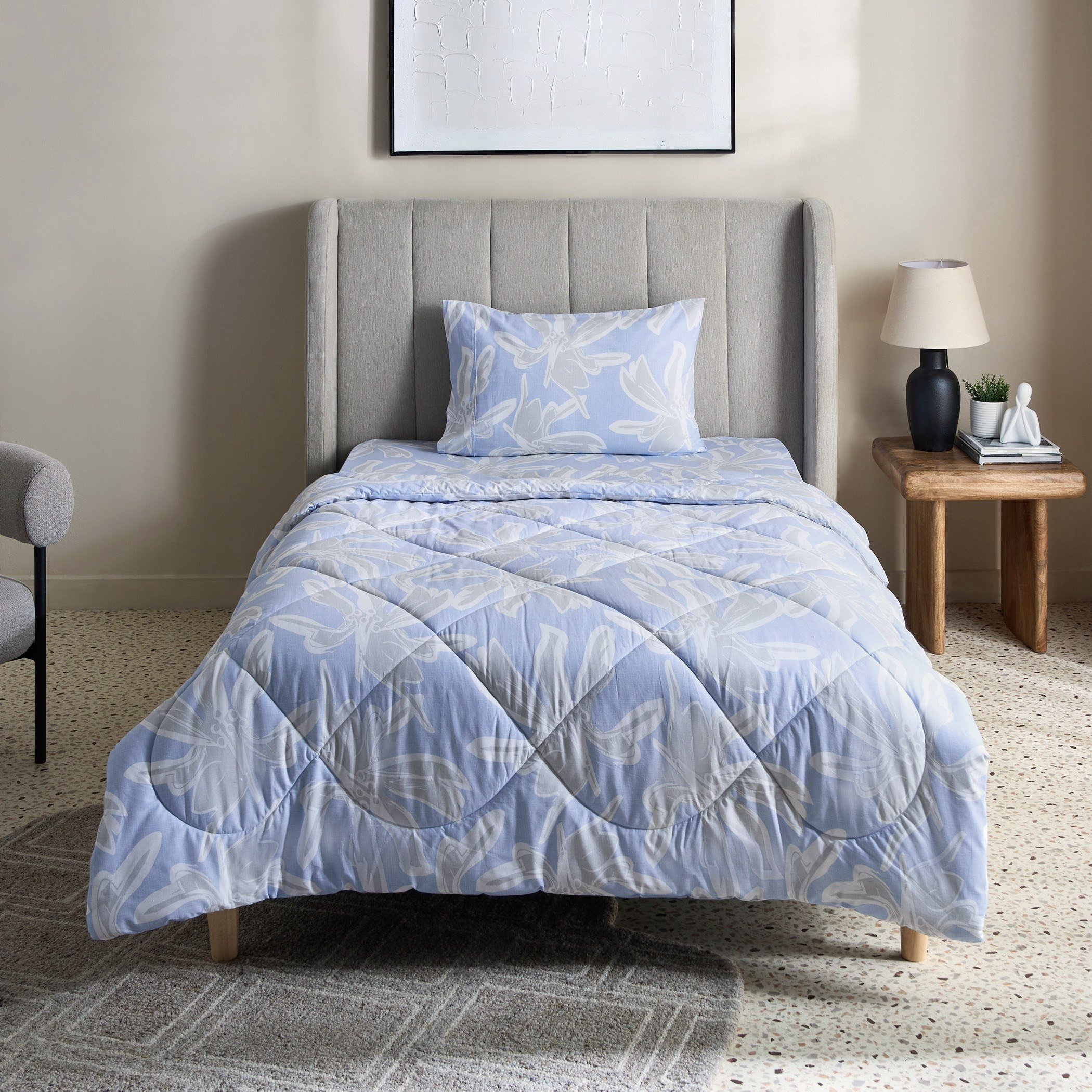 طقم غطاء لحاف قطن فردي بطبعات قطعتين إيفلين من مالتا - 135x200 سم-hbxhomeware-hbxdecorandfurnishings-image-3