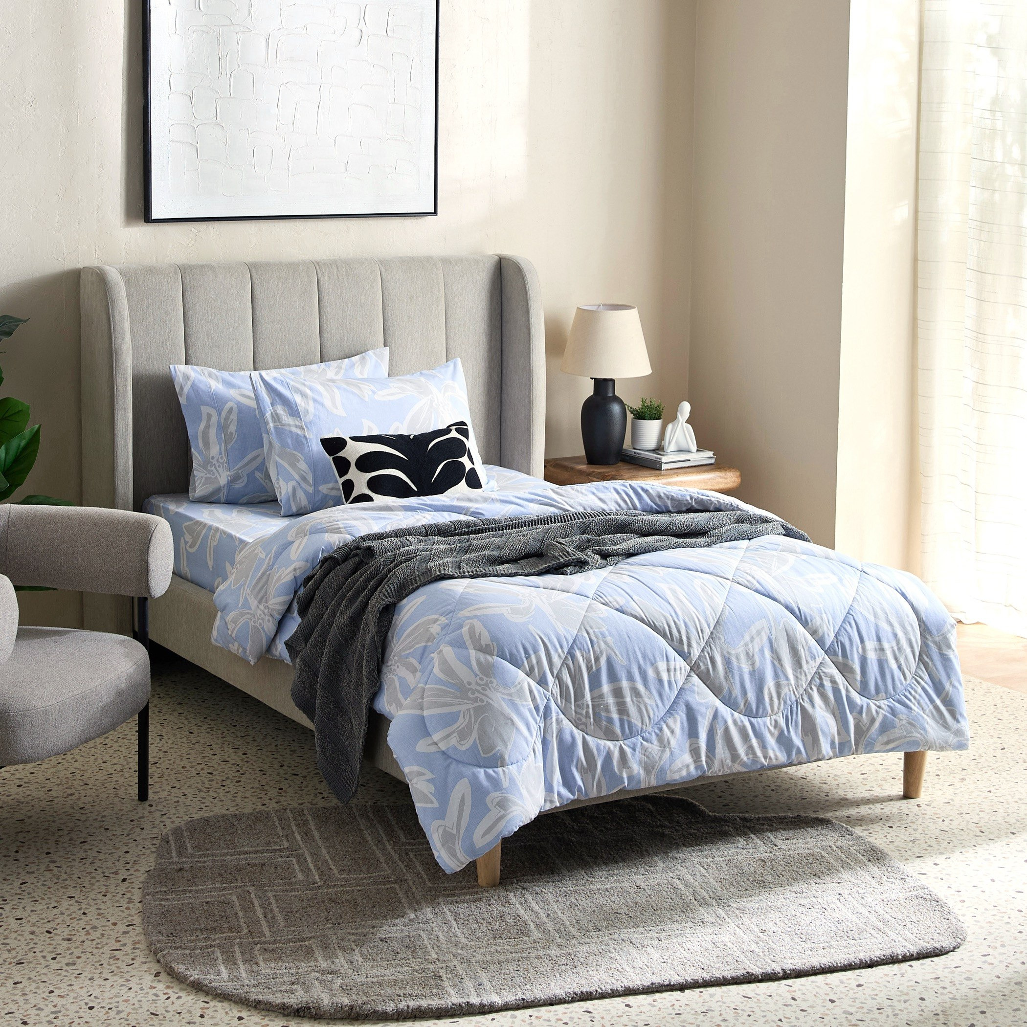 طقم غطاء لحاف قطن فردي بطبعات قطعتين إيفلين من مالتا - 135x200 سم-hbxhomeware-hbxdecorandfurnishings-image-7