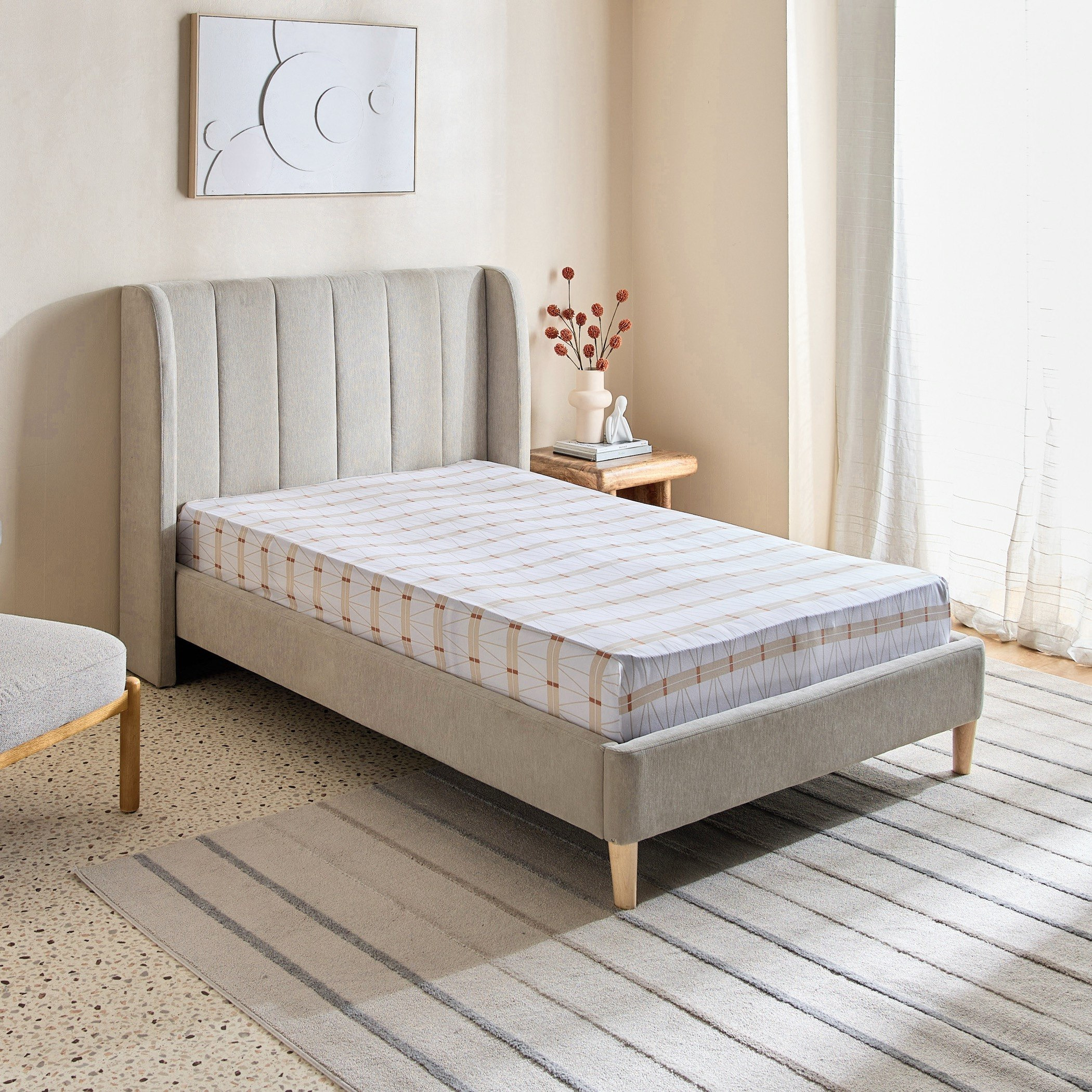 Malta Lattice Printed Cotton Single Fitted Sheet - 90x200+33 cm-hbxhomeware-bedding-fittedsheets-image-2