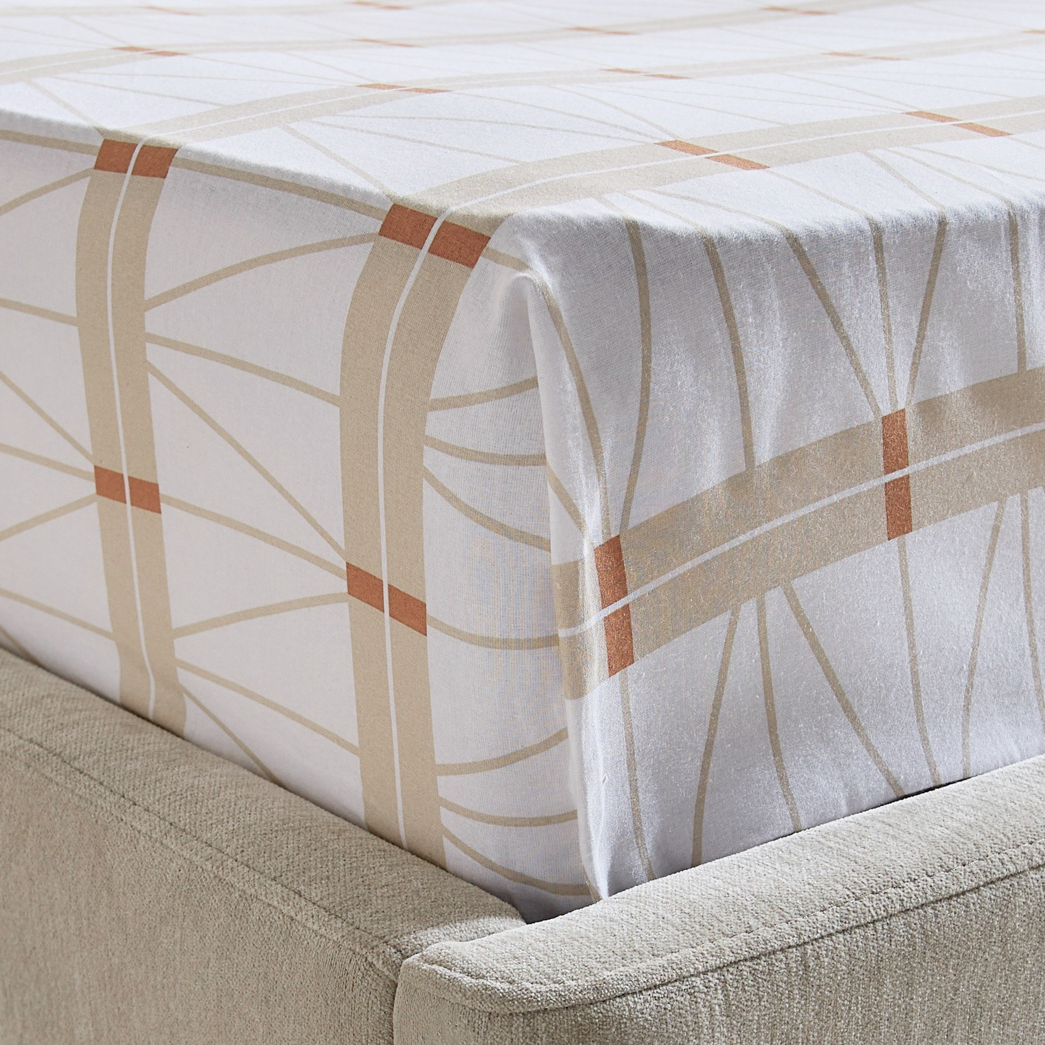 Malta Lattice Printed Cotton Single Fitted Sheet - 90x200+33 cm-hbxhomeware-bedding-fittedsheets-image-4
