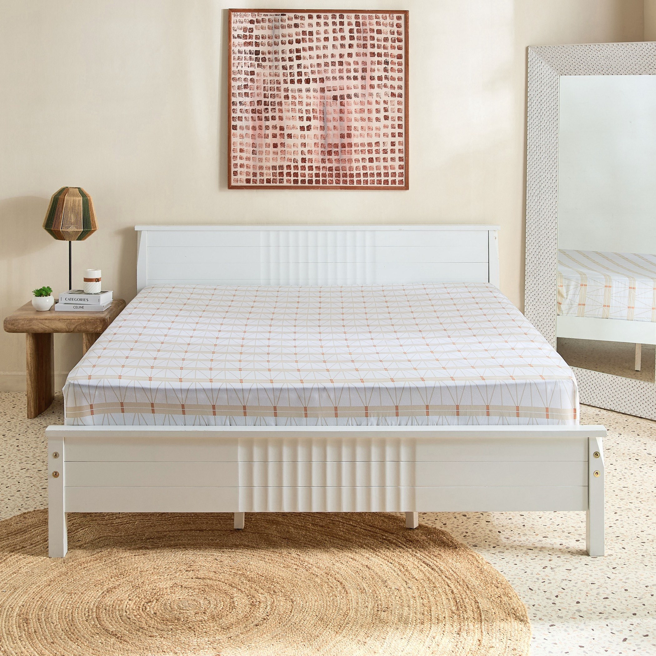 Malta Lattice Printed Cotton Queen Fitted Sheet - 150x200+33 cm-hbxhomeware-bedding-fittedsheets-image-2
