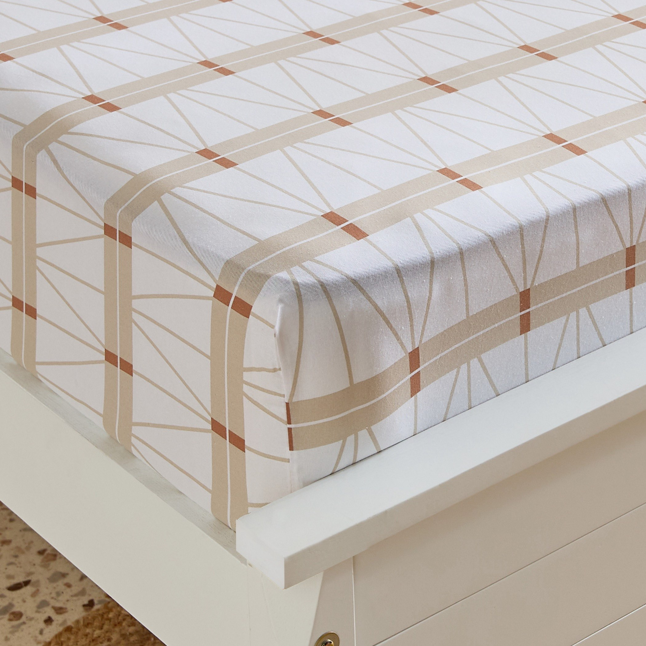 شرشف مطاطي سوبر كينج قطن بطبعات لاتيس من مالطا -200x200+33 سم-hbxhomeware-bedding-fittedsheets-image-1