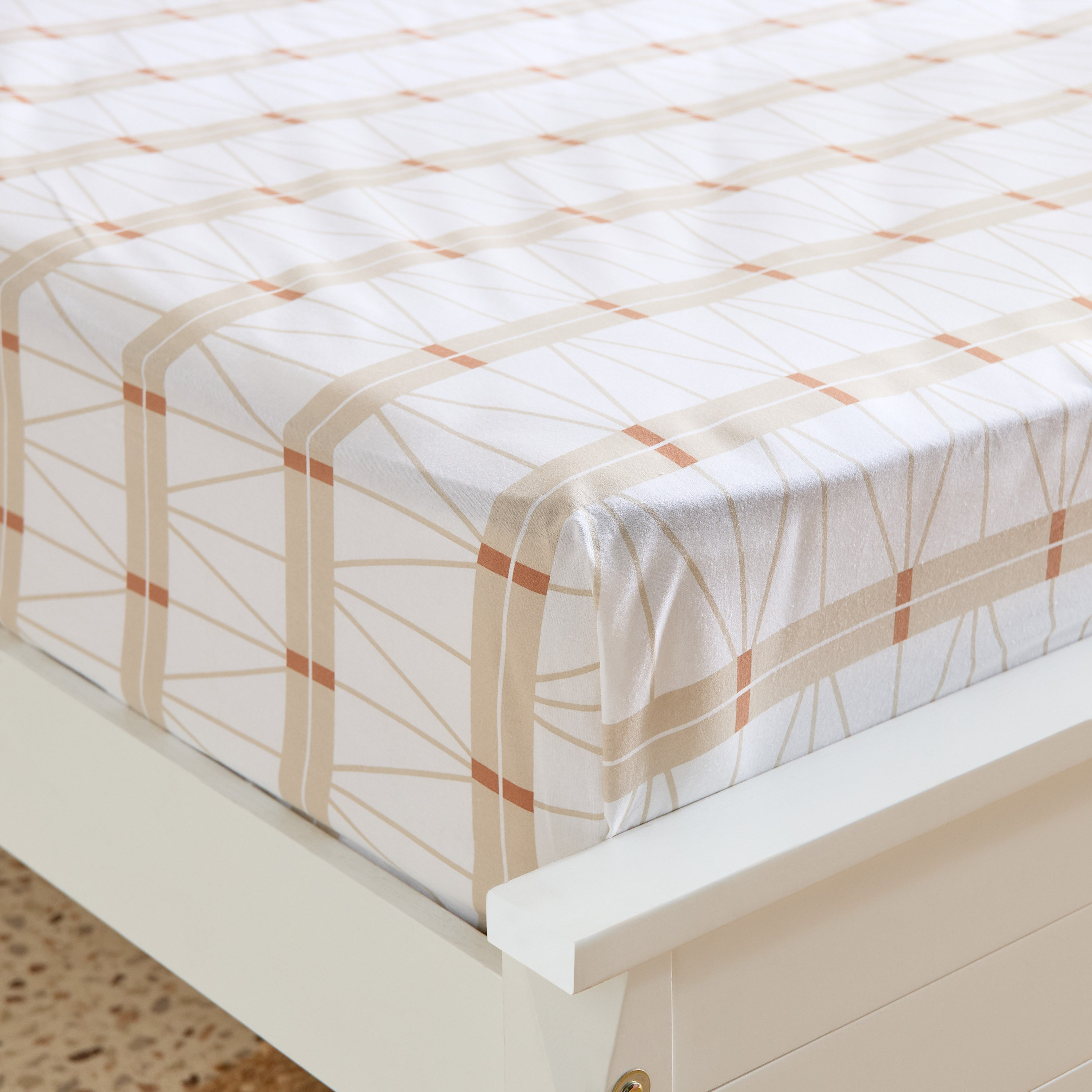 Malta Lattice Printed Cotton King Flat Sheet - 240x260 cm-hbxhomeware-hbxbedroom-image-1