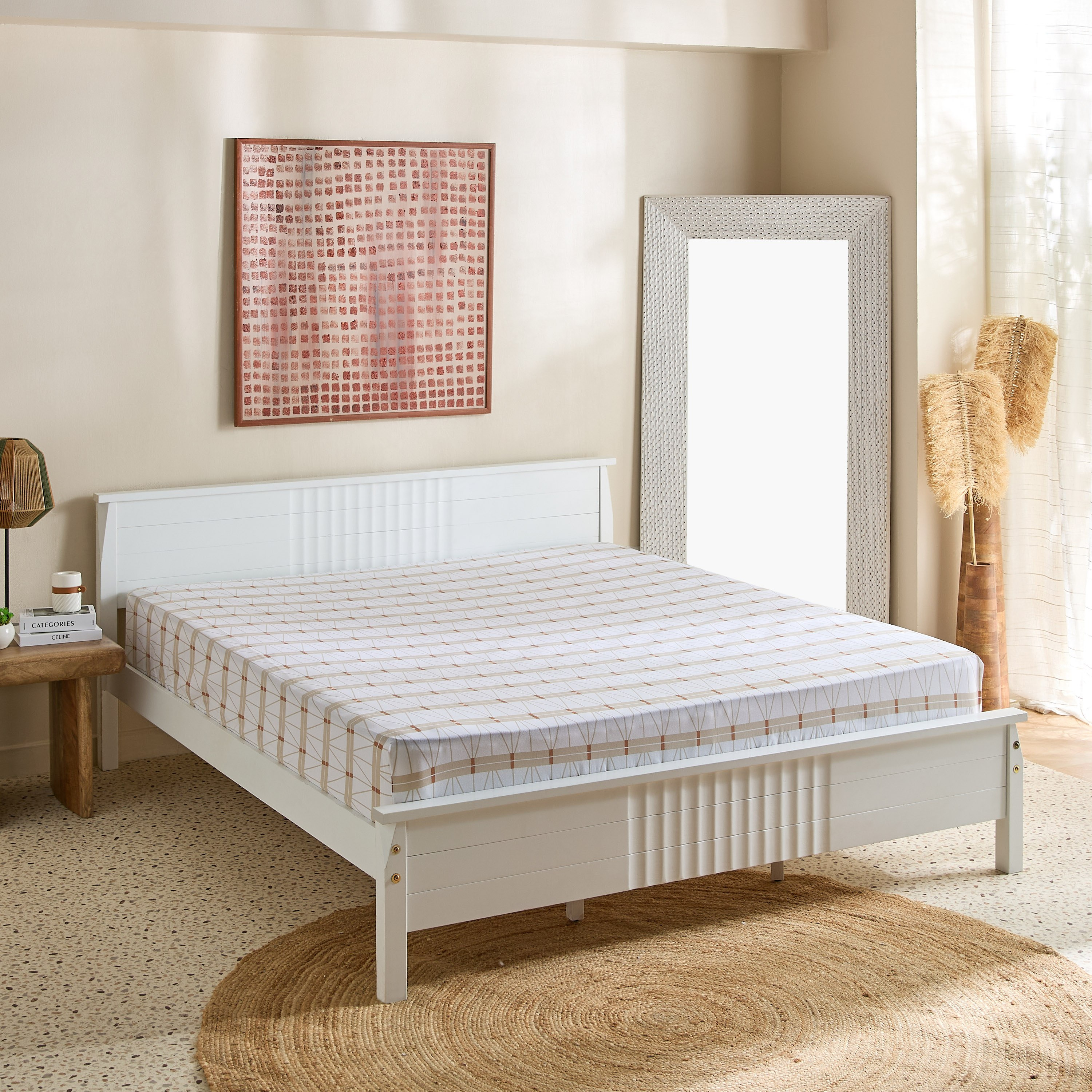 Malta Lattice Printed Cotton King Flat Sheet - 240x260 cm-hbxhomeware-hbxbedroom-image-2