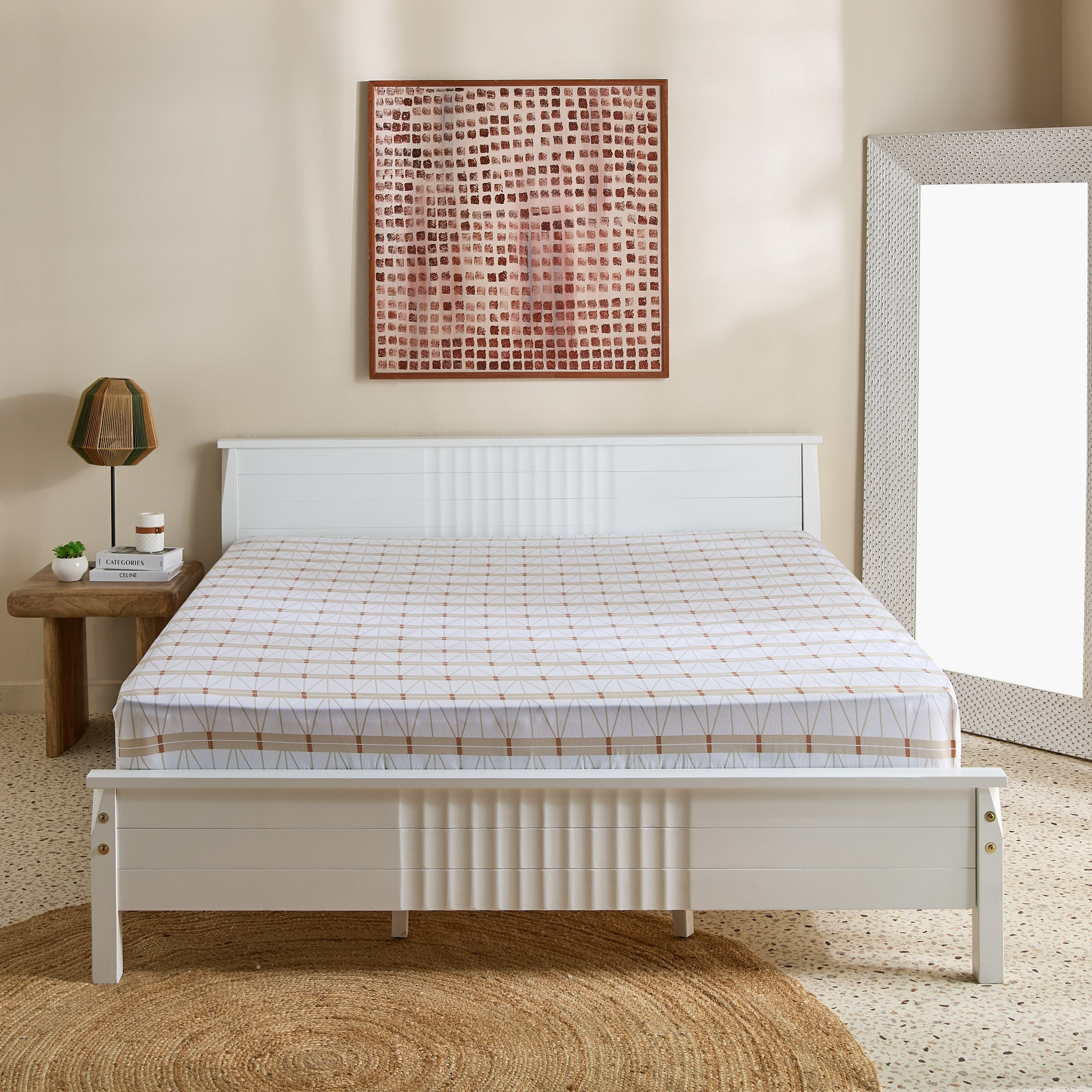 Malta Lattice Printed Cotton King Flat Sheet - 240x260 cm-hbxhomeware-hbxbedroom-image-3