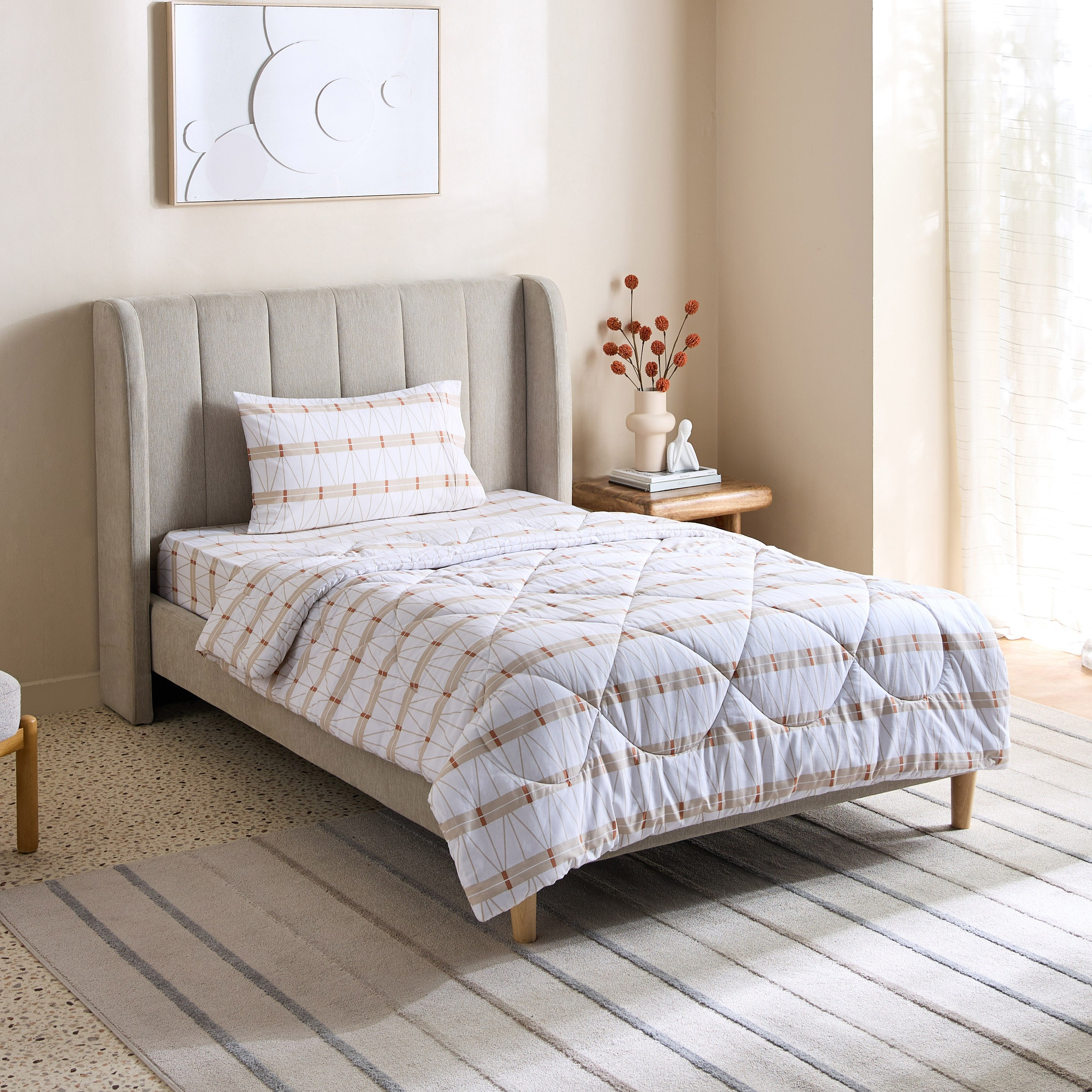 Malta Lattice 2-Piece Printed Cotton Single Comforter Set - 135x220 cm-hbxhomeware-hbxdecorandfurnishings-image-2