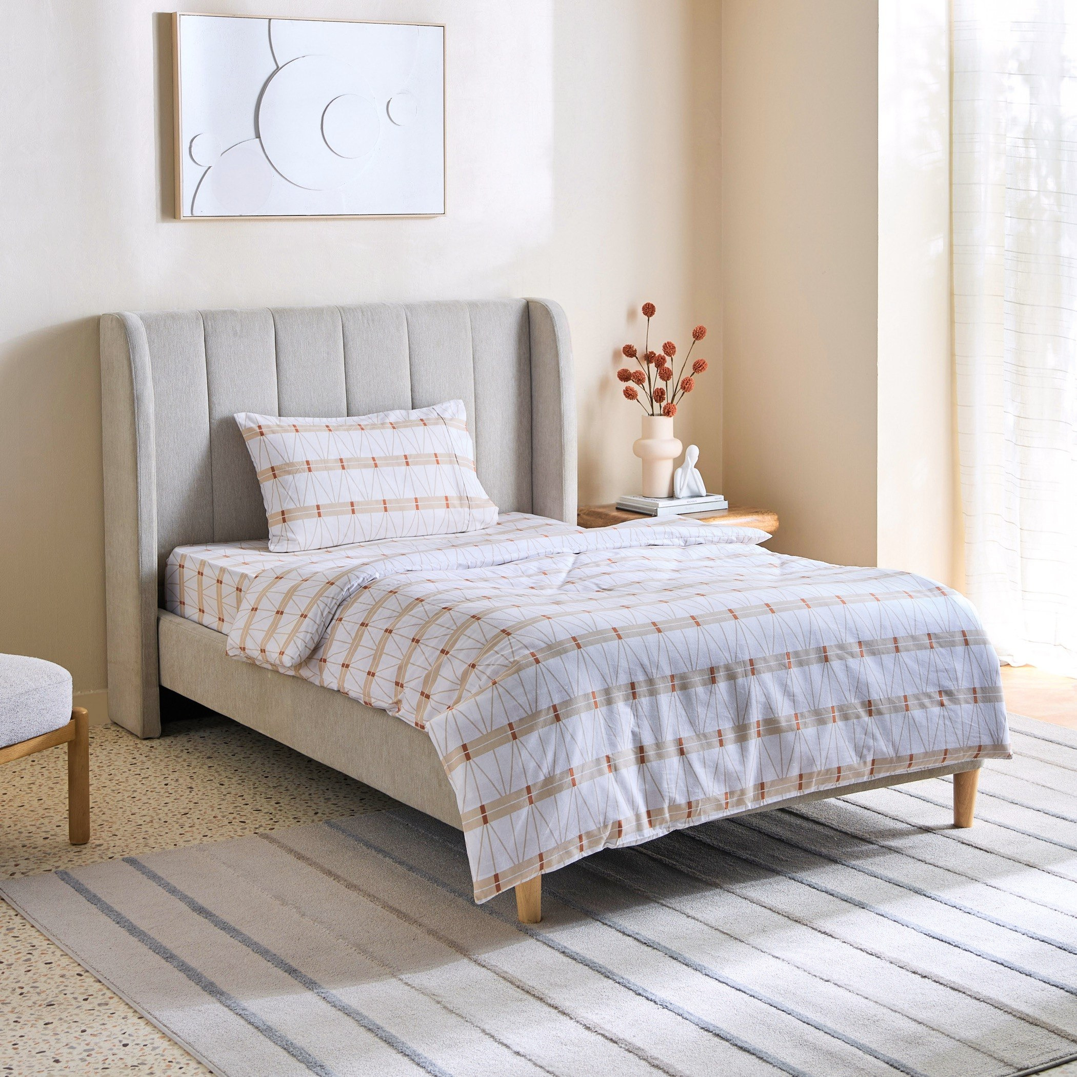 طقم غطاء لحاف مفرد قطن بطبعات قطعتين من مالطا - 135x200 سم-hbxhomeware-hbxdecorandfurnishings-image-2