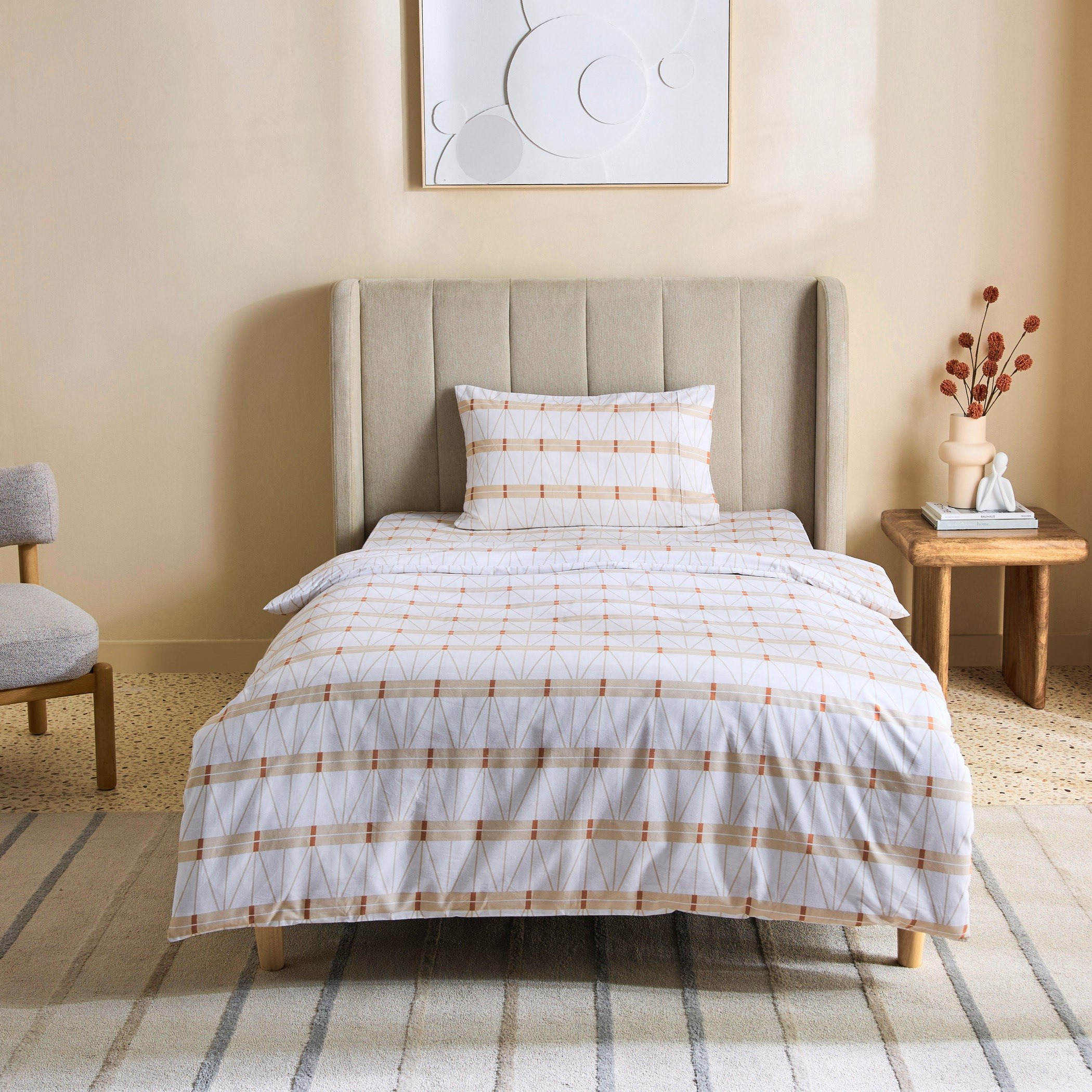طقم غطاء لحاف مفرد قطن بطبعات قطعتين من مالطا - 135x200 سم-hbxhomeware-hbxdecorandfurnishings-image-3