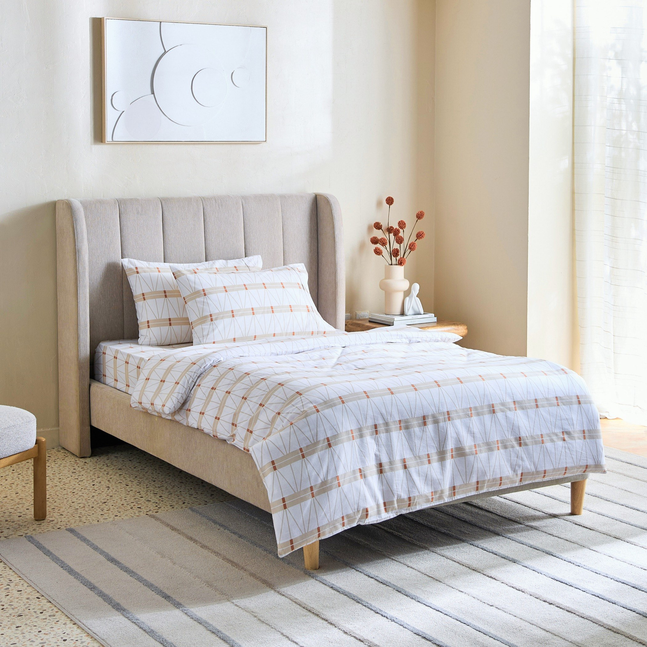 Malta Lattice 3-Piece Printed Cotton Twin Duvet Cover Set - 150x220 cm-hbxhomeware-hbxdecorandfurnishings-image-2