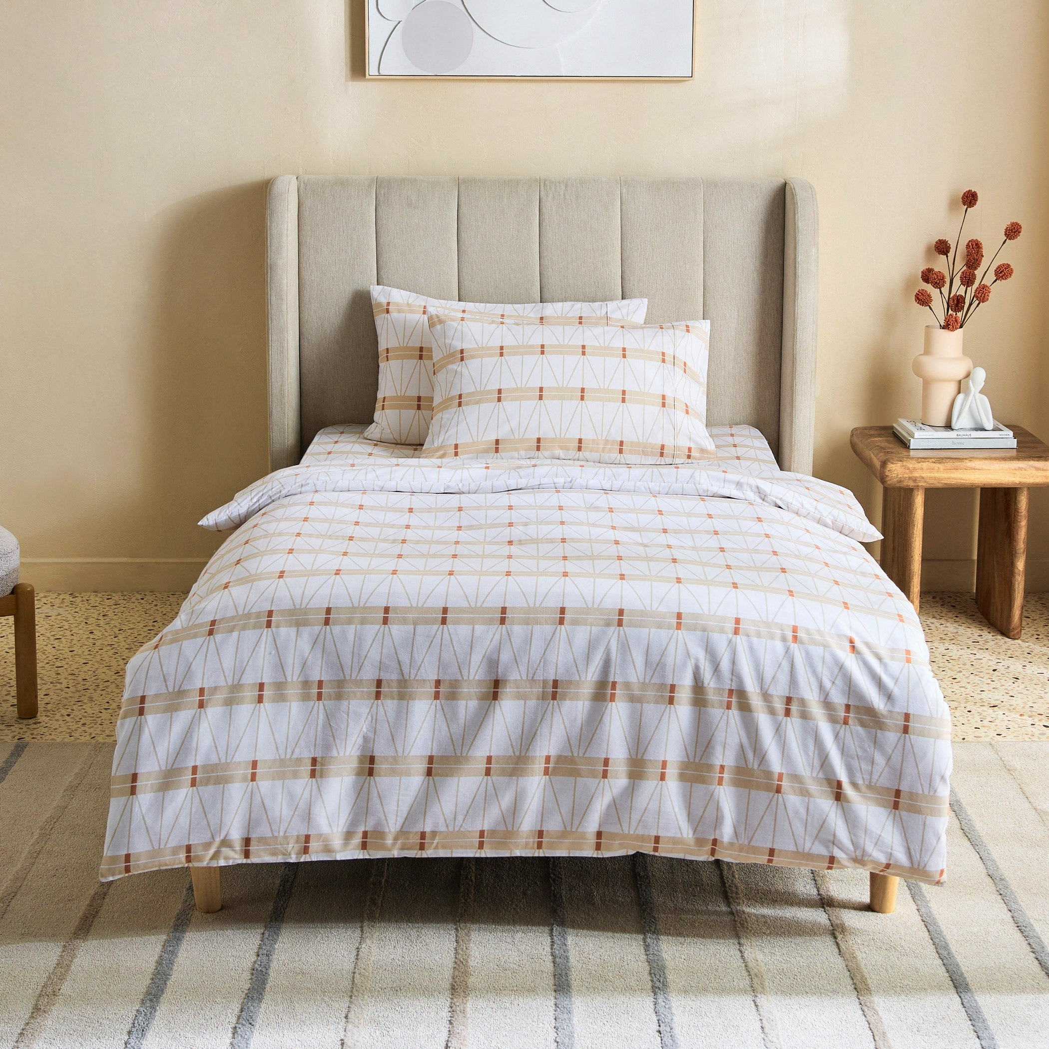 Malta Lattice 3-Piece Printed Cotton Twin Duvet Cover Set - 150x220 cm-hbxhomeware-hbxdecorandfurnishings-image-3