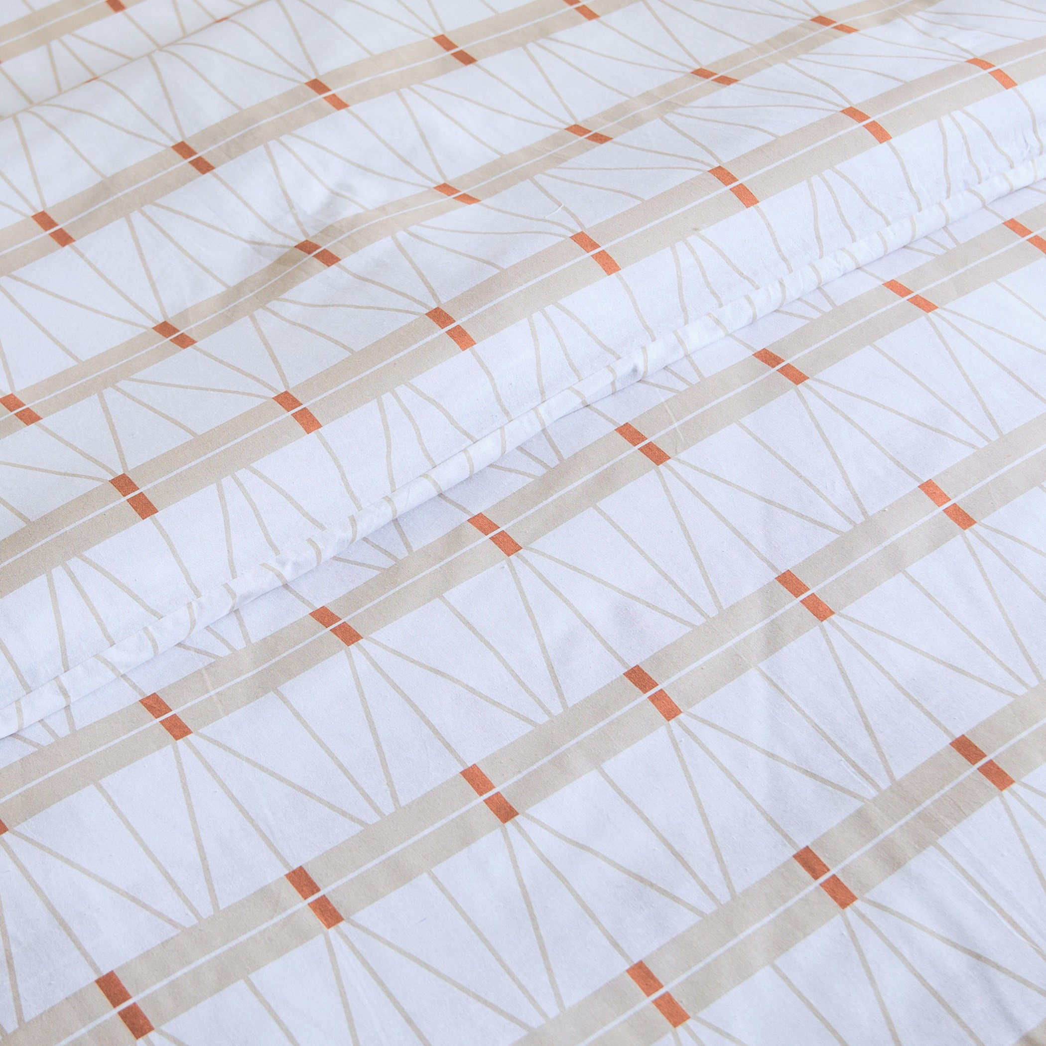 Malta Lattice 3-Piece Printed Cotton Twin Duvet Cover Set - 150x220 cm-hbxhomeware-hbxdecorandfurnishings-image-4