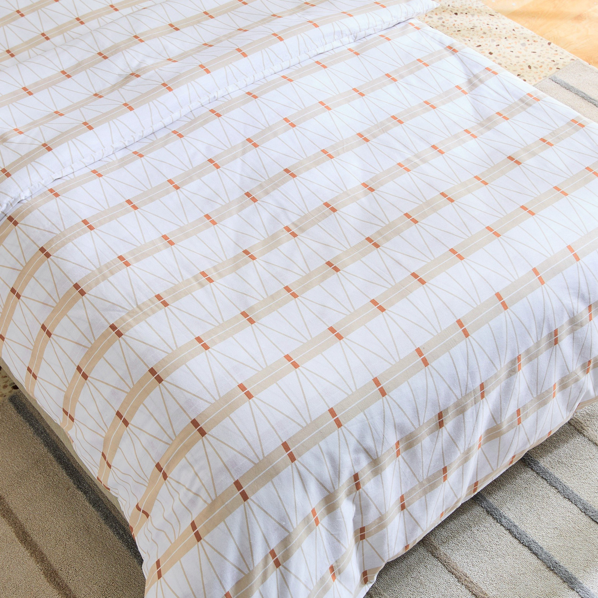 Malta Lattice 3-Piece Printed Cotton Twin Duvet Cover Set - 150x220 cm-hbxhomeware-hbxdecorandfurnishings-image-5