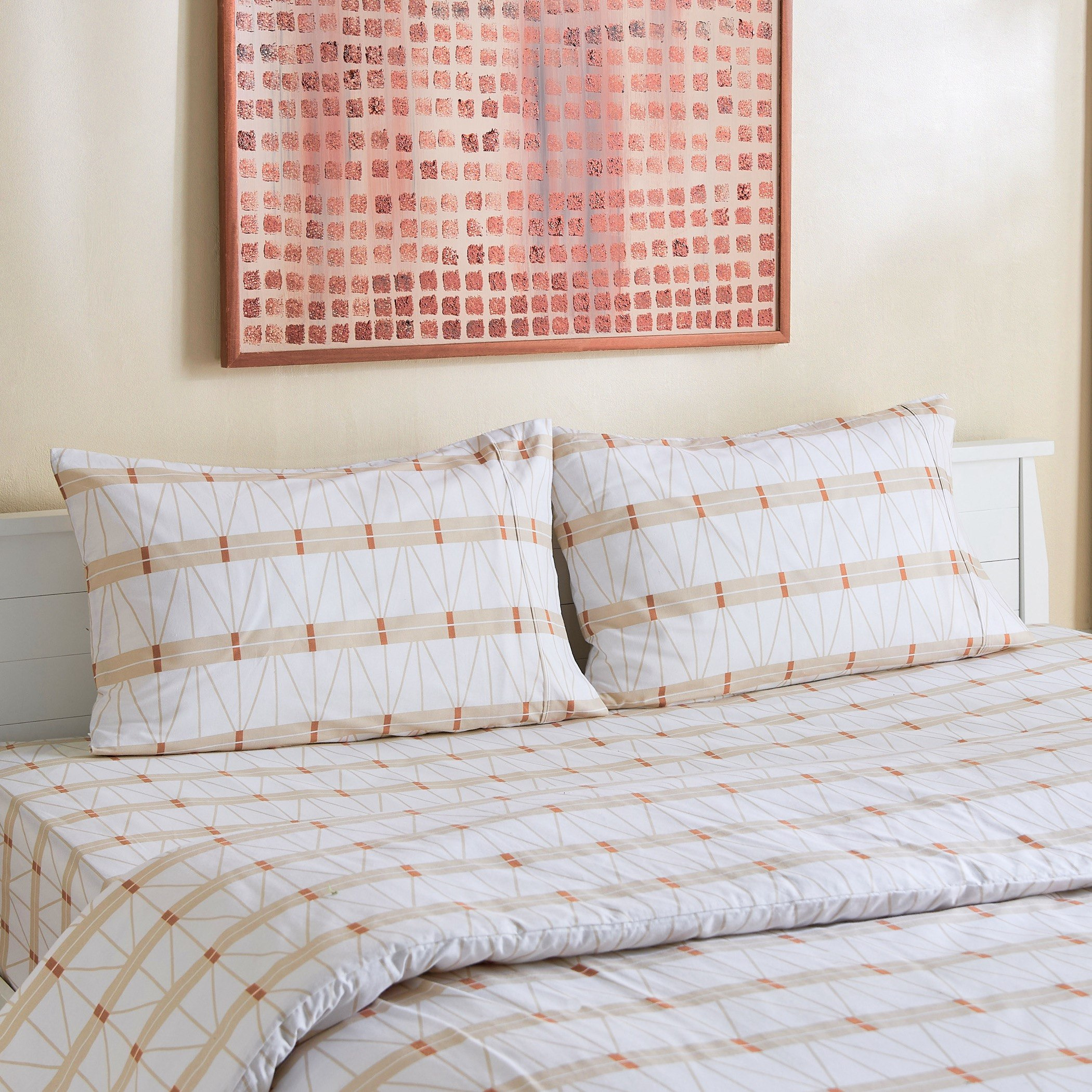 Malta Lattice 3-Piece Printed Cotton Super King Duvet Cover Set - 220x240 cm-hbxhomeware-hbxdecorandfurnishings-image-1