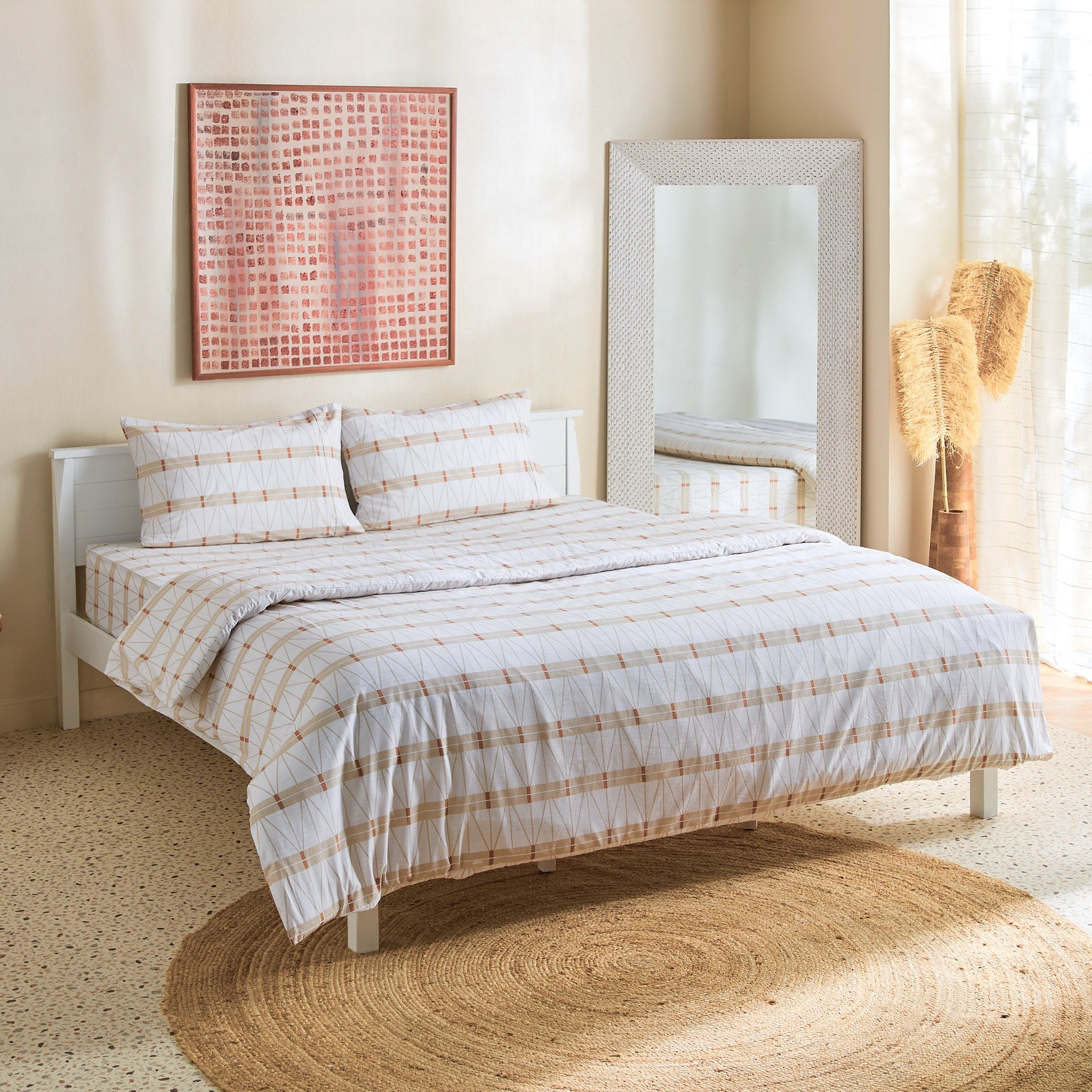Malta Lattice 3-Piece Printed Cotton Super King Duvet Cover Set - 220x240 cm-hbxhomeware-hbxdecorandfurnishings-image-2