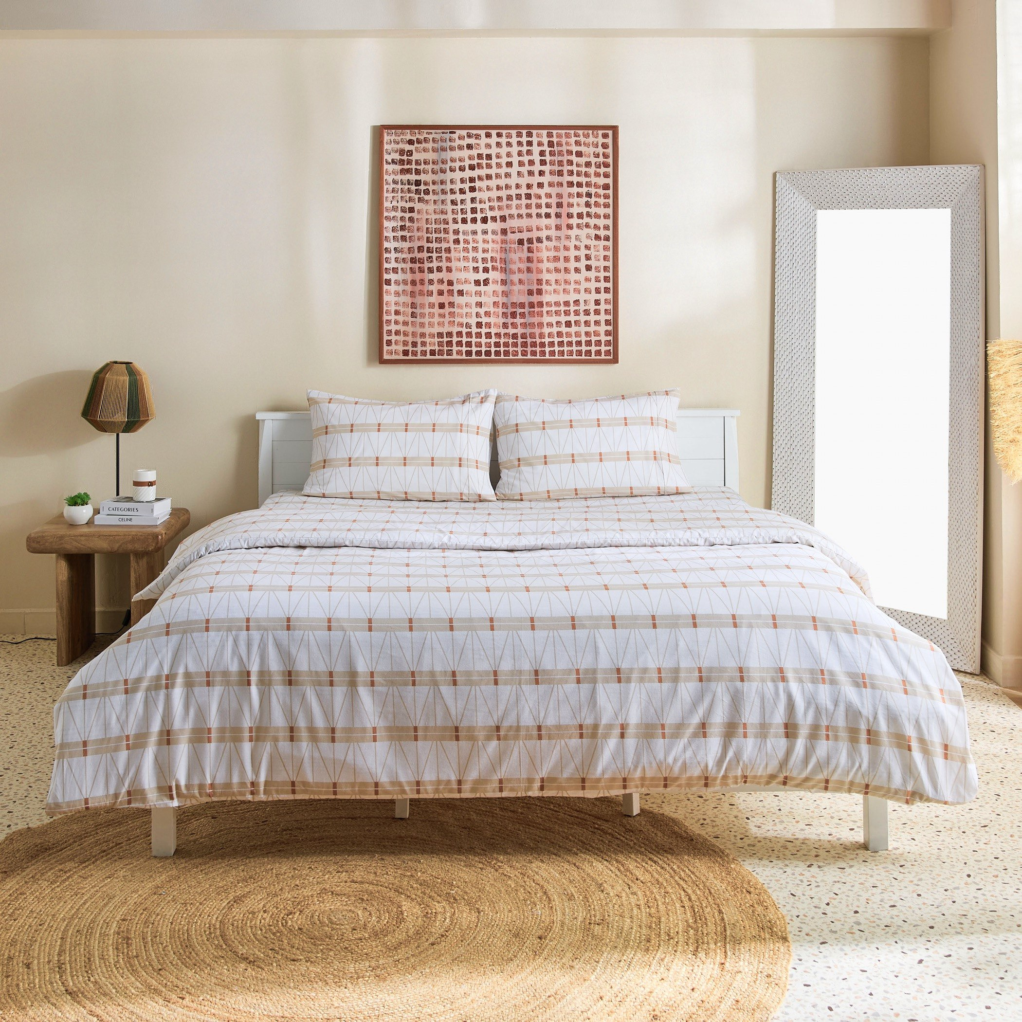 Malta Lattice 3-Piece Printed Cotton Super King Duvet Cover Set - 220x240 cm-hbxhomeware-hbxdecorandfurnishings-image-3