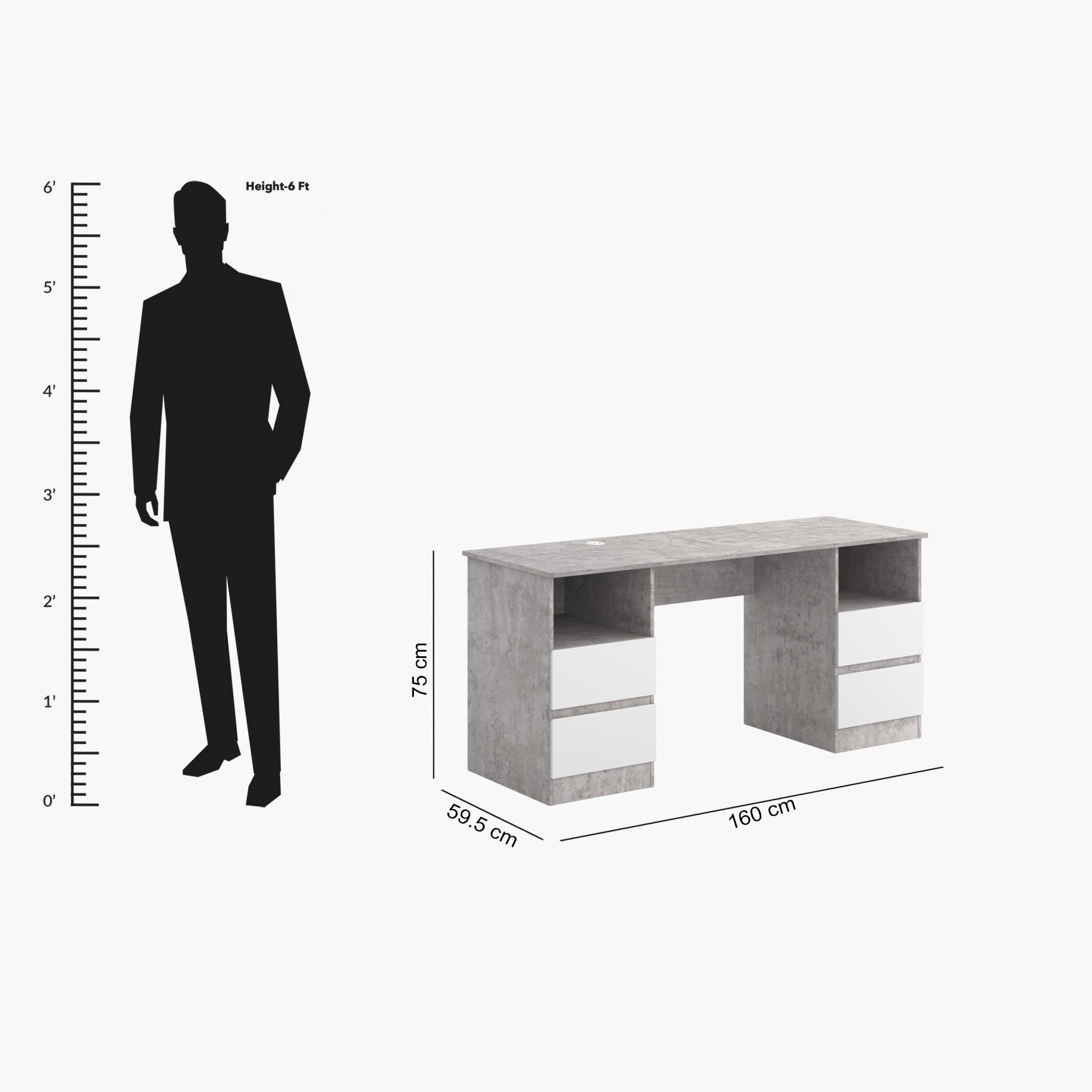 مكتب دراسة كبير 4 أدراج من ألفورد باتارا-hbxfurniture-office-desks-image-6
