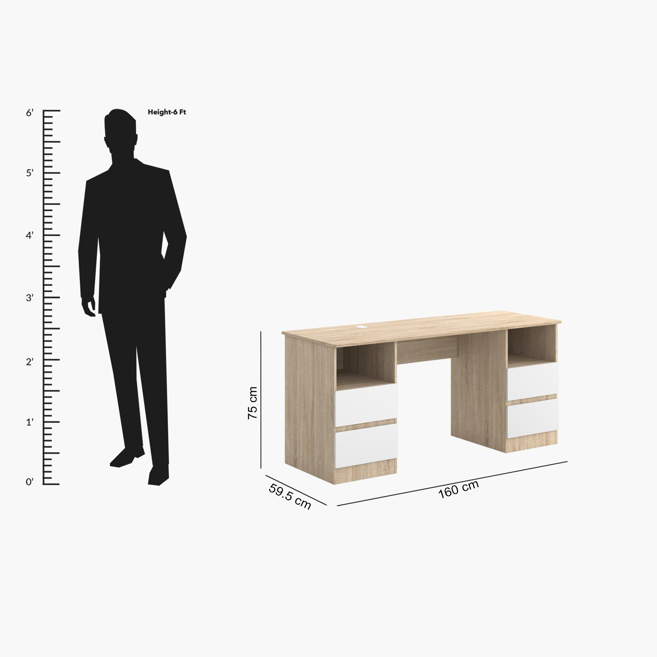 Alford Patara 4-Drawer Large Study Desk-hbxfurniture-office-desks-image-6